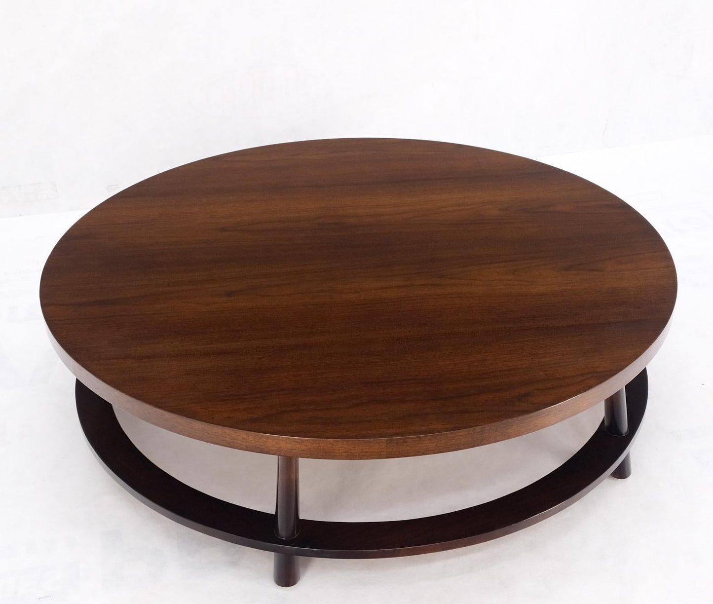 EstablishedLines Gibbings for Widdicomb Mid-Century Modern Round Walnut Coffee Table Tapered Legs