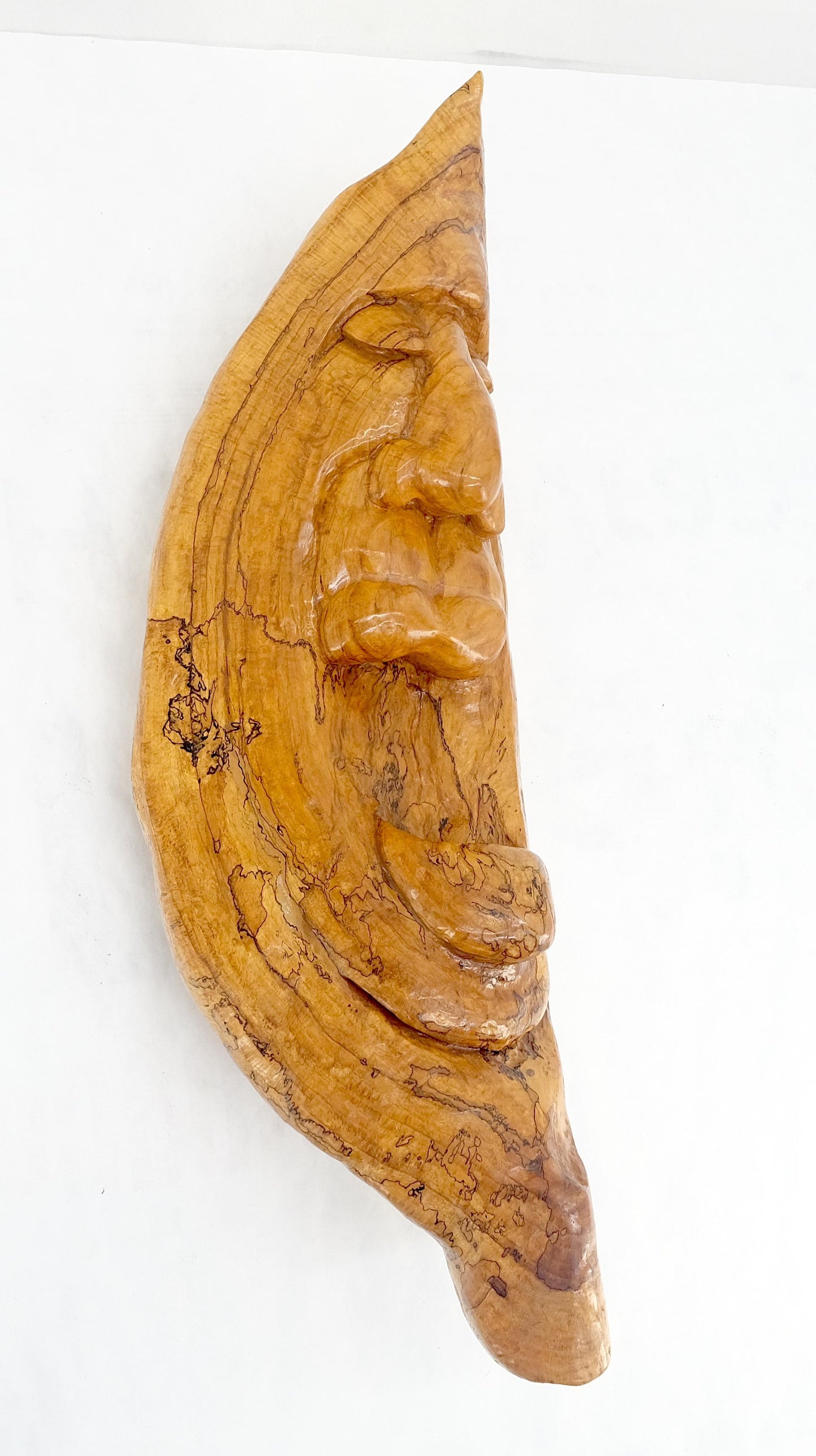 EstablishedLines Large 40" Tall Carved Lacquered Solid Teak Moon Face Wall Hanging Sculpture NICE