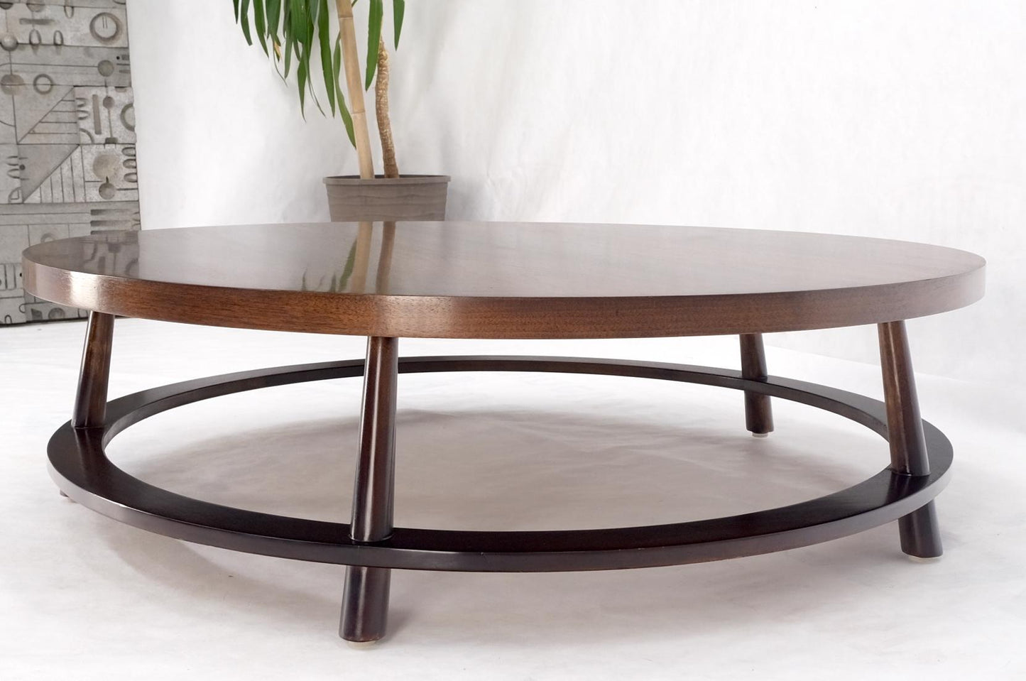 EstablishedLines Gibbings for Widdicomb Mid-Century Modern Round Walnut Coffee Table Tapered Legs