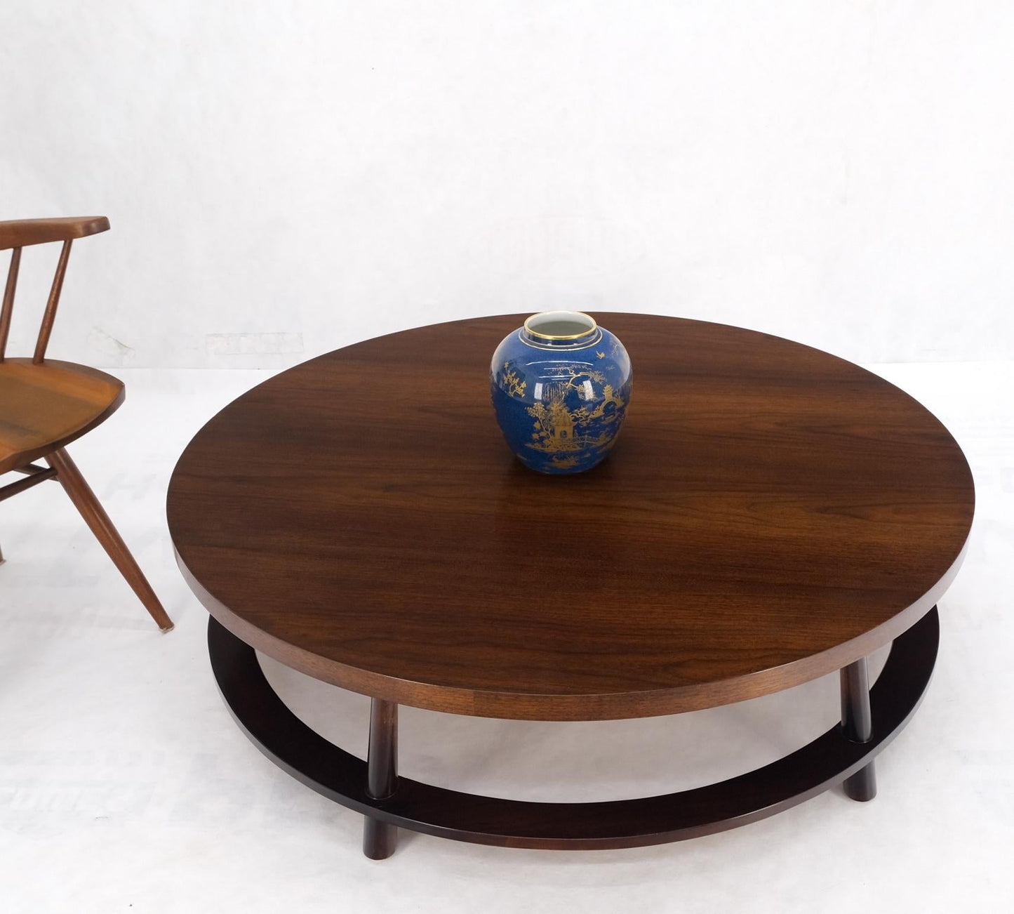 EstablishedLines Gibbings for Widdicomb Mid-Century Modern Round Walnut Coffee Table Tapered Legs