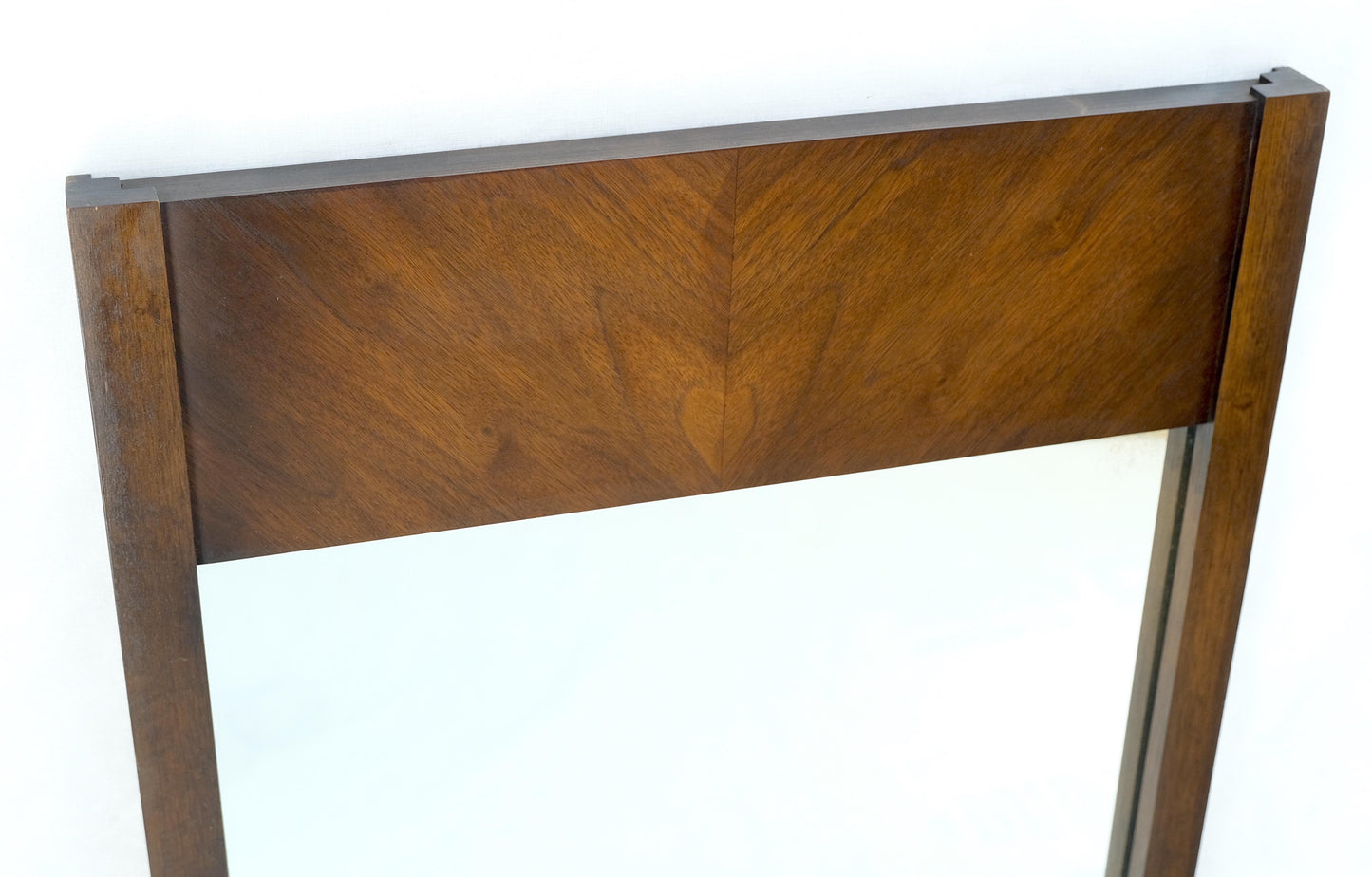 EstablishedLines Mid-Century Modern Walnut Hanging Wall Mirror