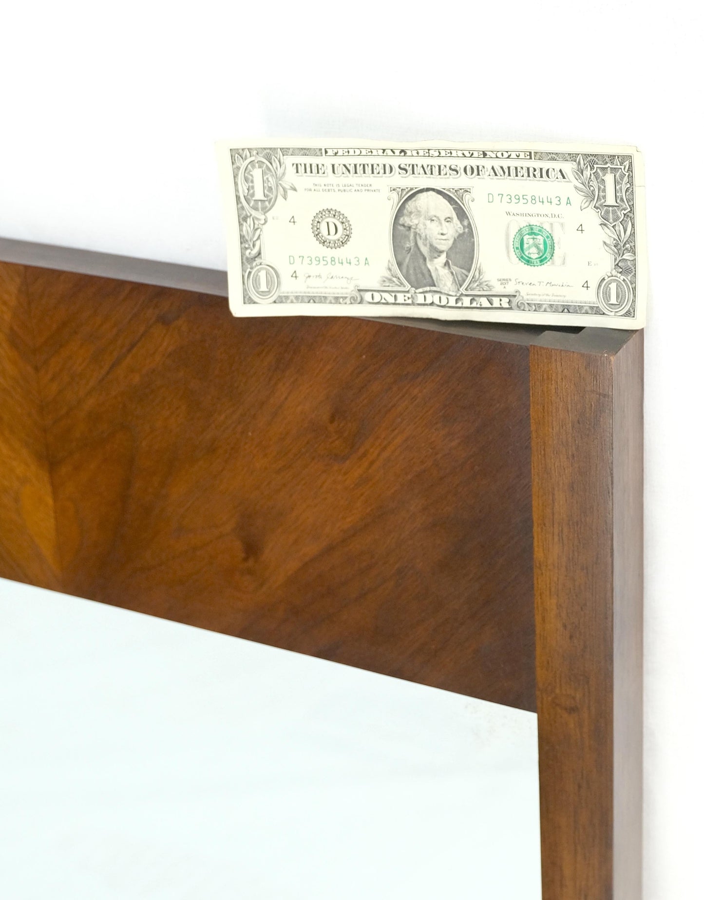 EstablishedLines Mid-Century Modern Walnut Hanging Wall Mirror