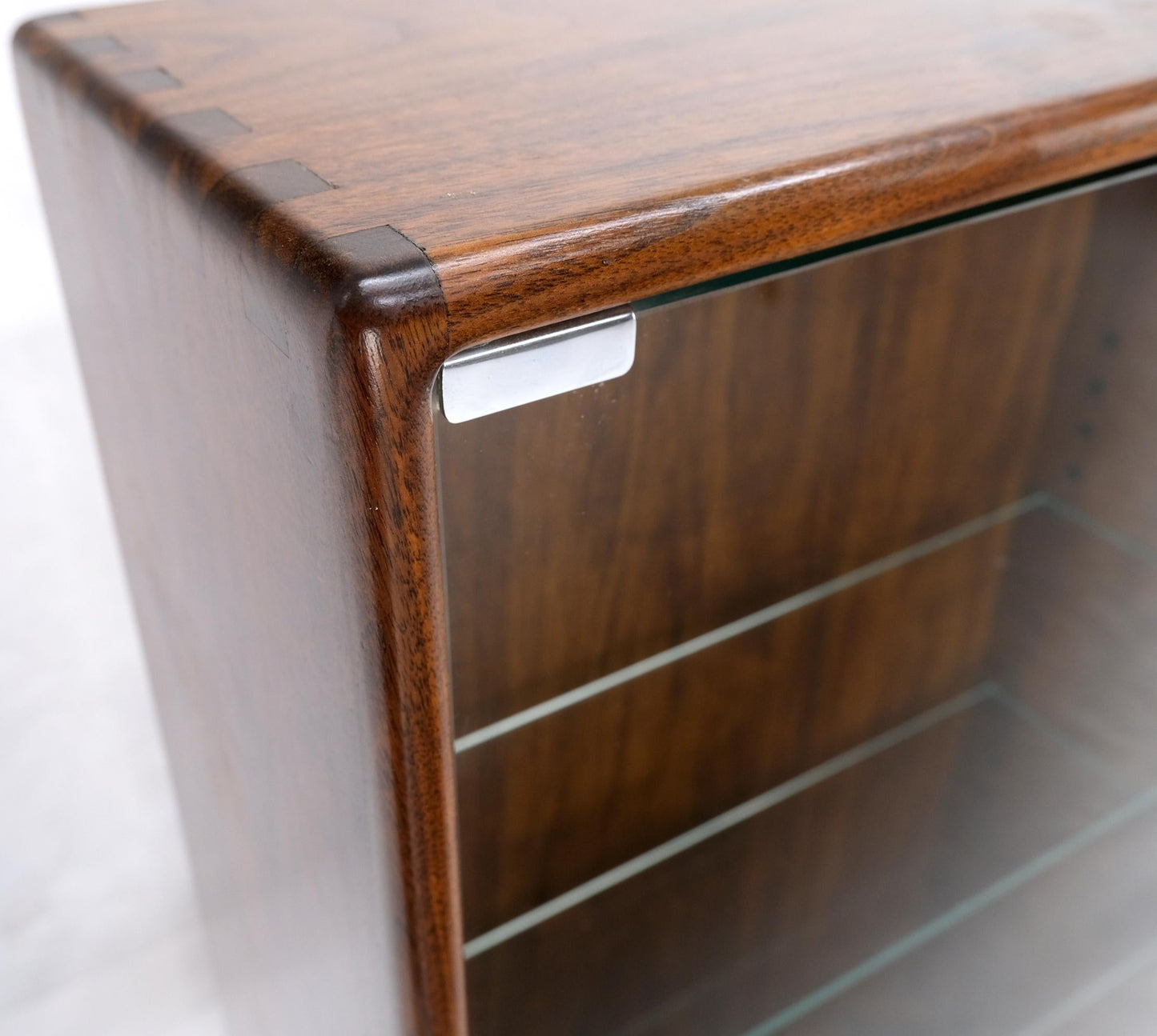 EstablishedLines Solid Walnut Dovetailed Construction Design Glass Door Custom Hanging Cabinet