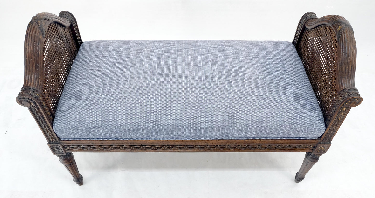 EstablishedLines Very Fine Carved French Upholstered Bench w/ Cane Panels MINT