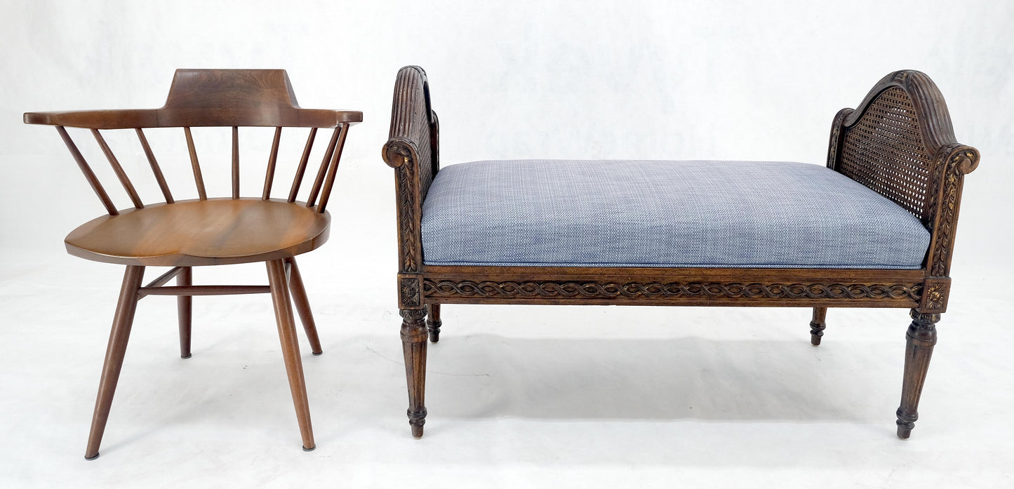 EstablishedLines Very Fine Carved French Upholstered Bench w/ Cane Panels MINT