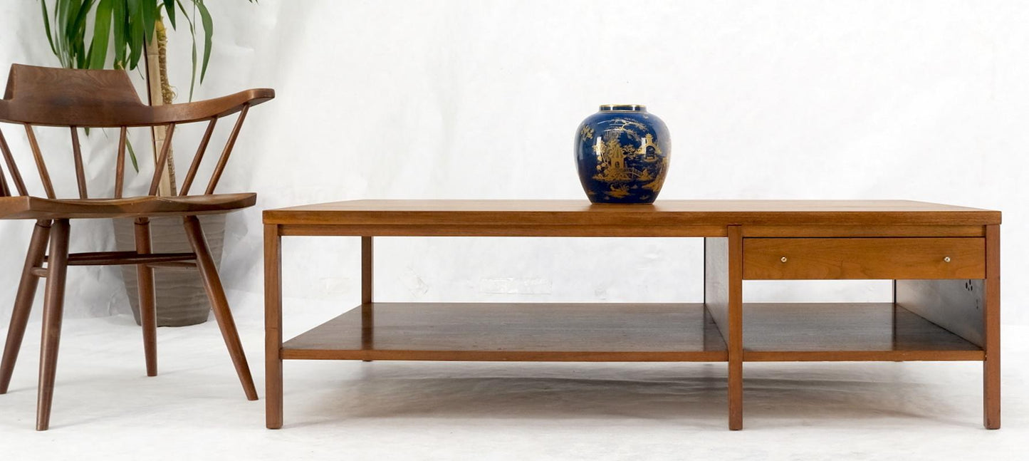 EstablishedLines Large Rectangle Walnut One Drawer Paul McCobb Coffee Table for Calvin 1960s Mint