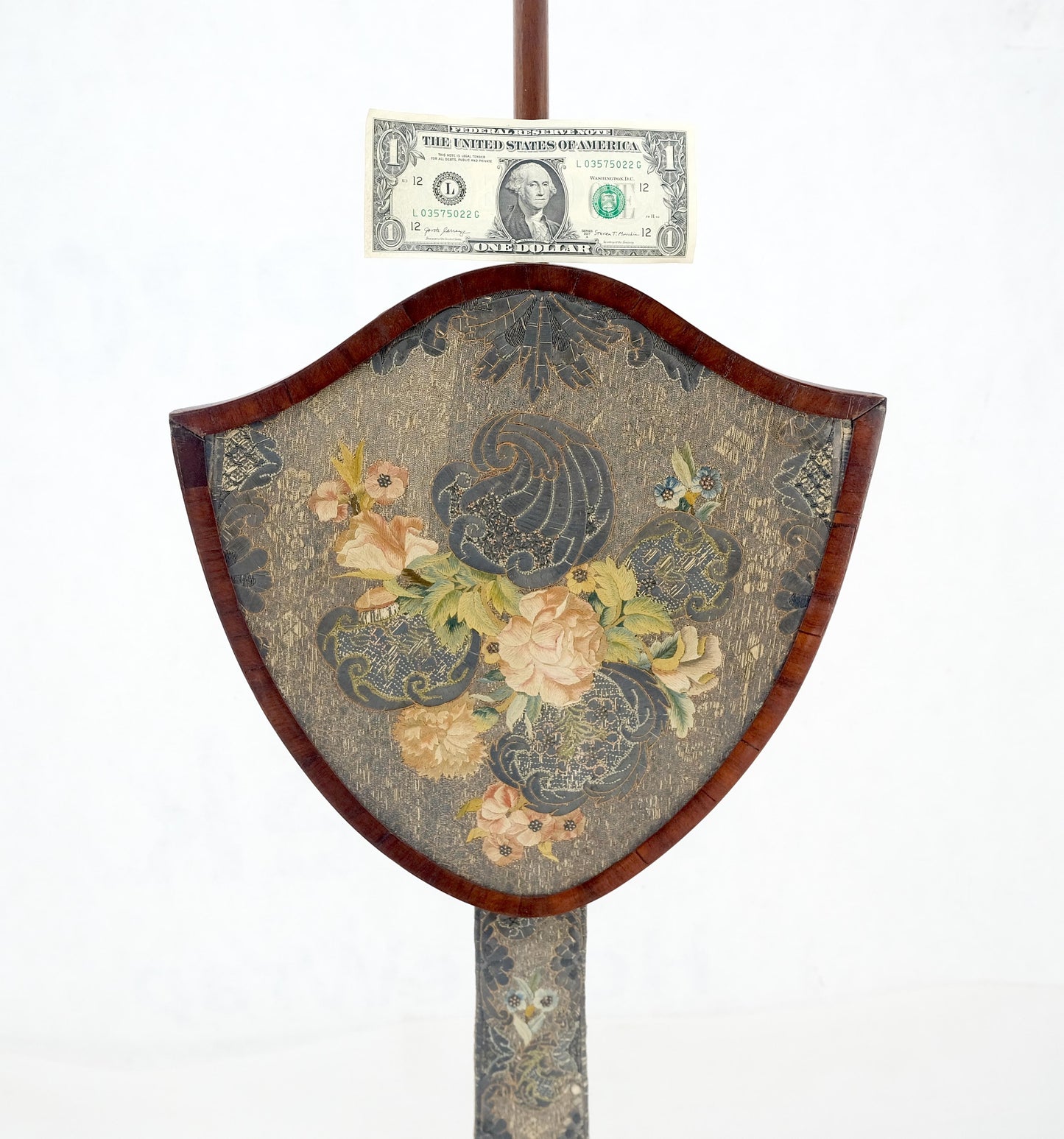 EstablishedLines Antique 19th Century Victorian Shield Shape Elegant Tripod Base Fire Screen MINT