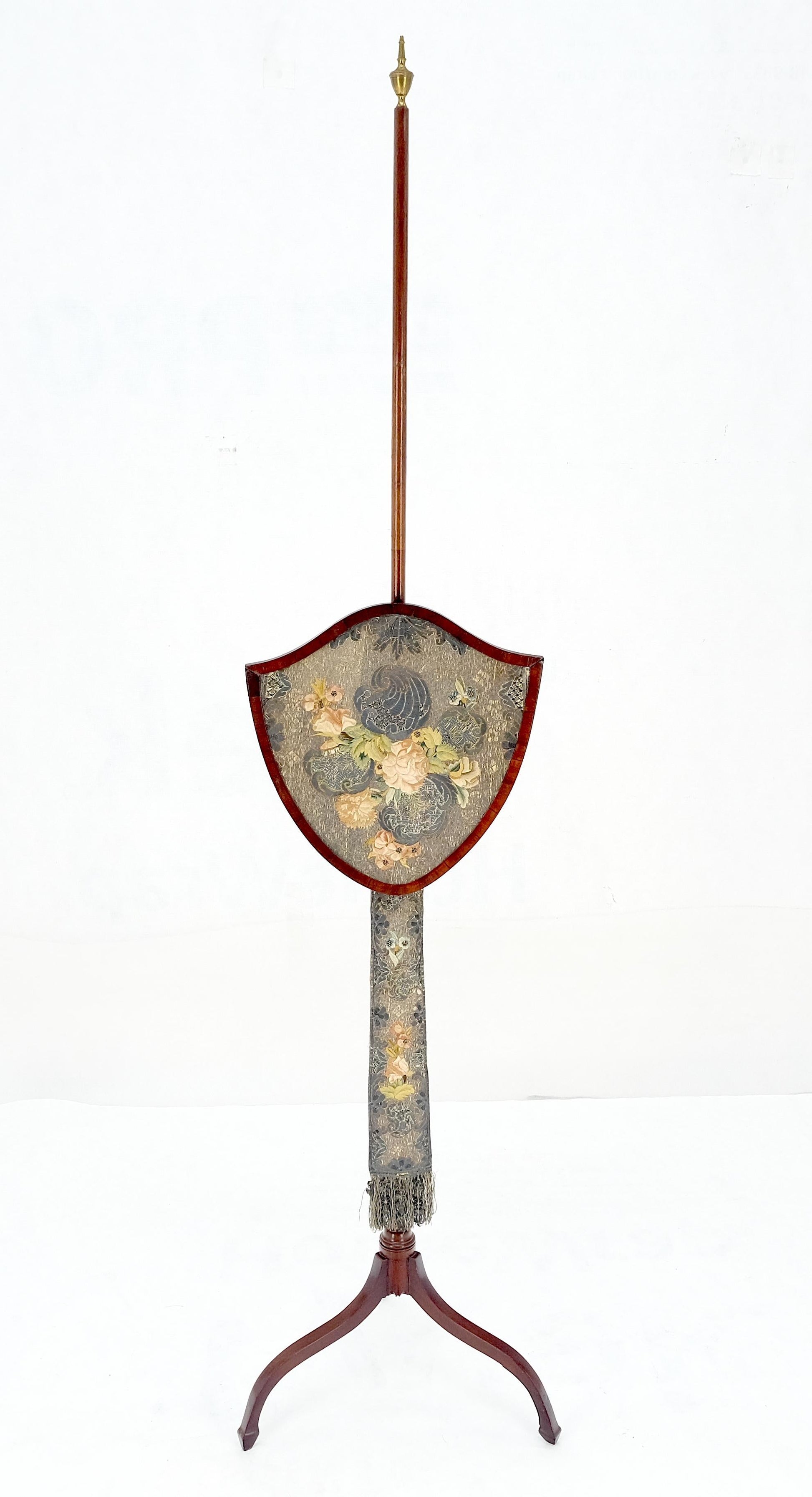 EstablishedLines Antique 19th Century Victorian Shield Shape Elegant Tripod Base Fire Screen MINT