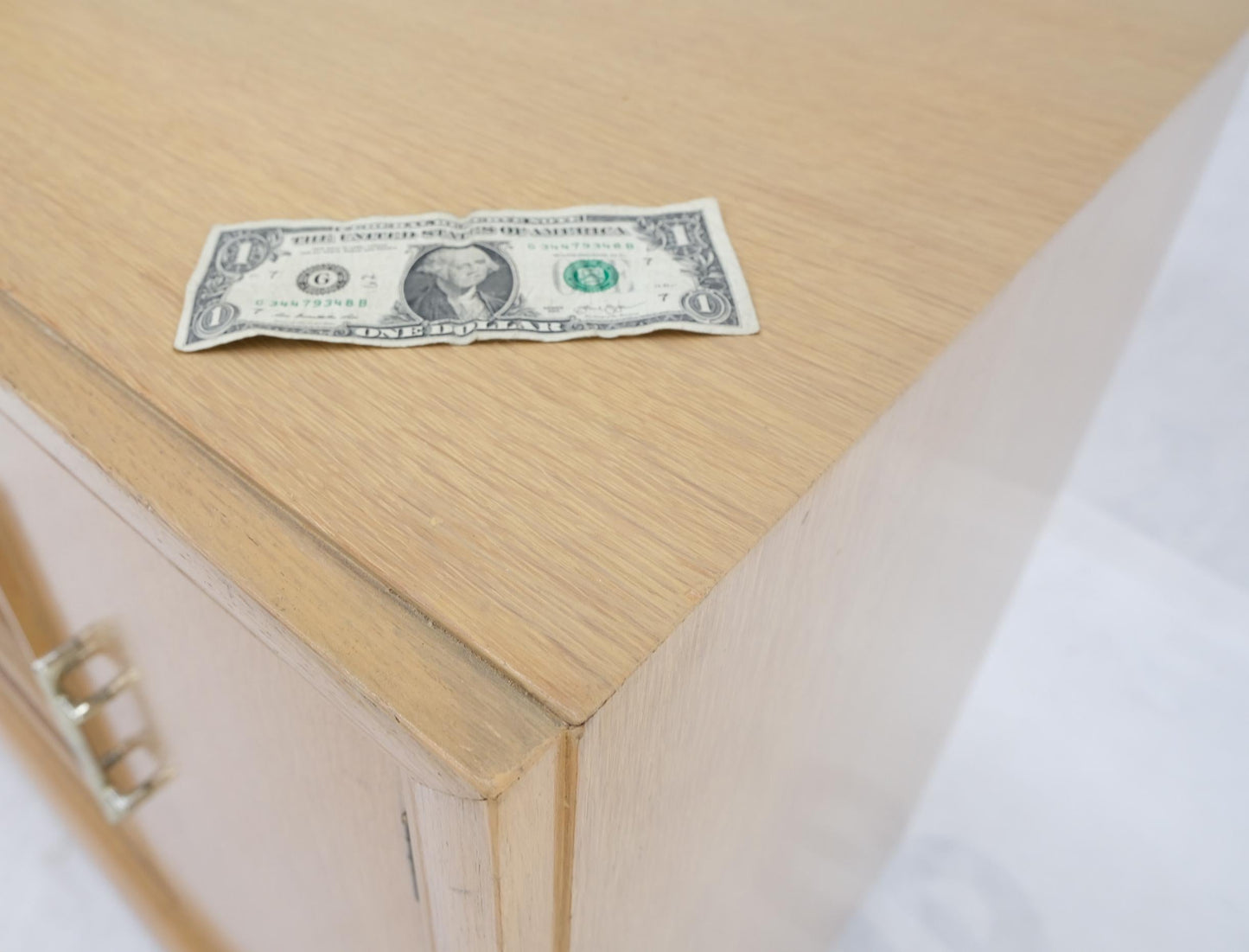 EstablishedLines Cerused Oak Modern Credenza Dresser Cabinet 3 Drawer 2 Doors Compartments Mint