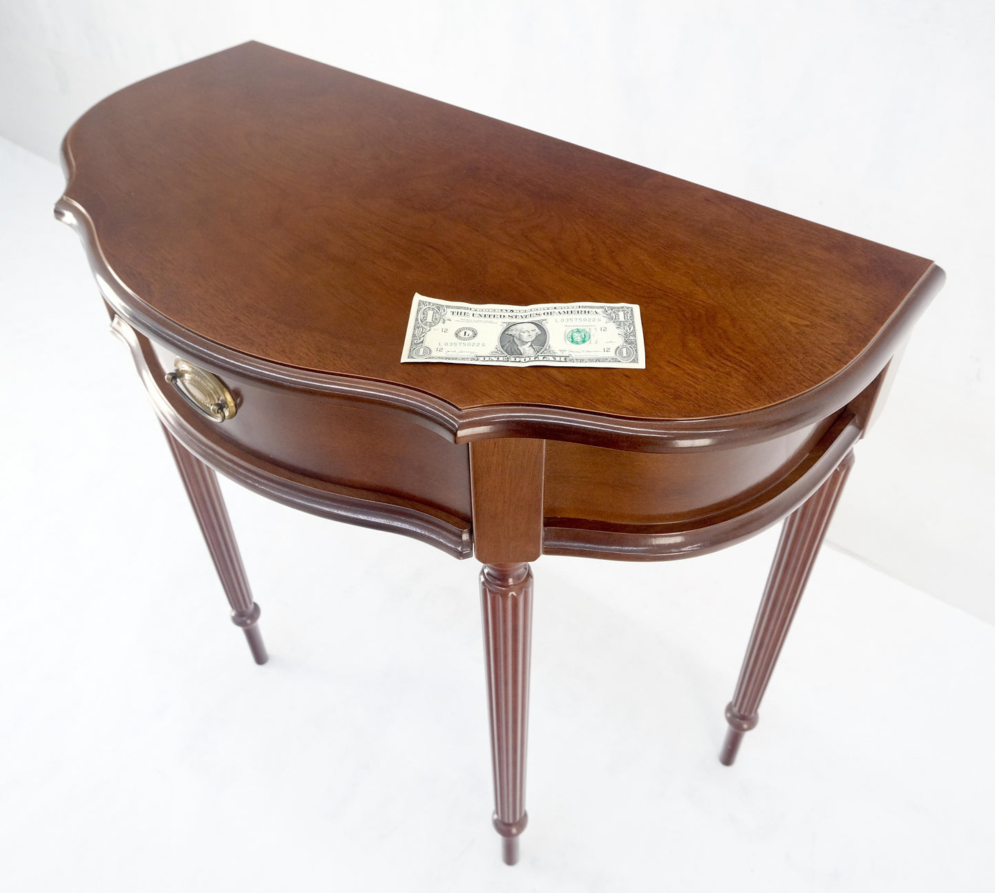 EstablishedLines Demi Lune One Drawer Mahogany Console Entry Hall Table MINT