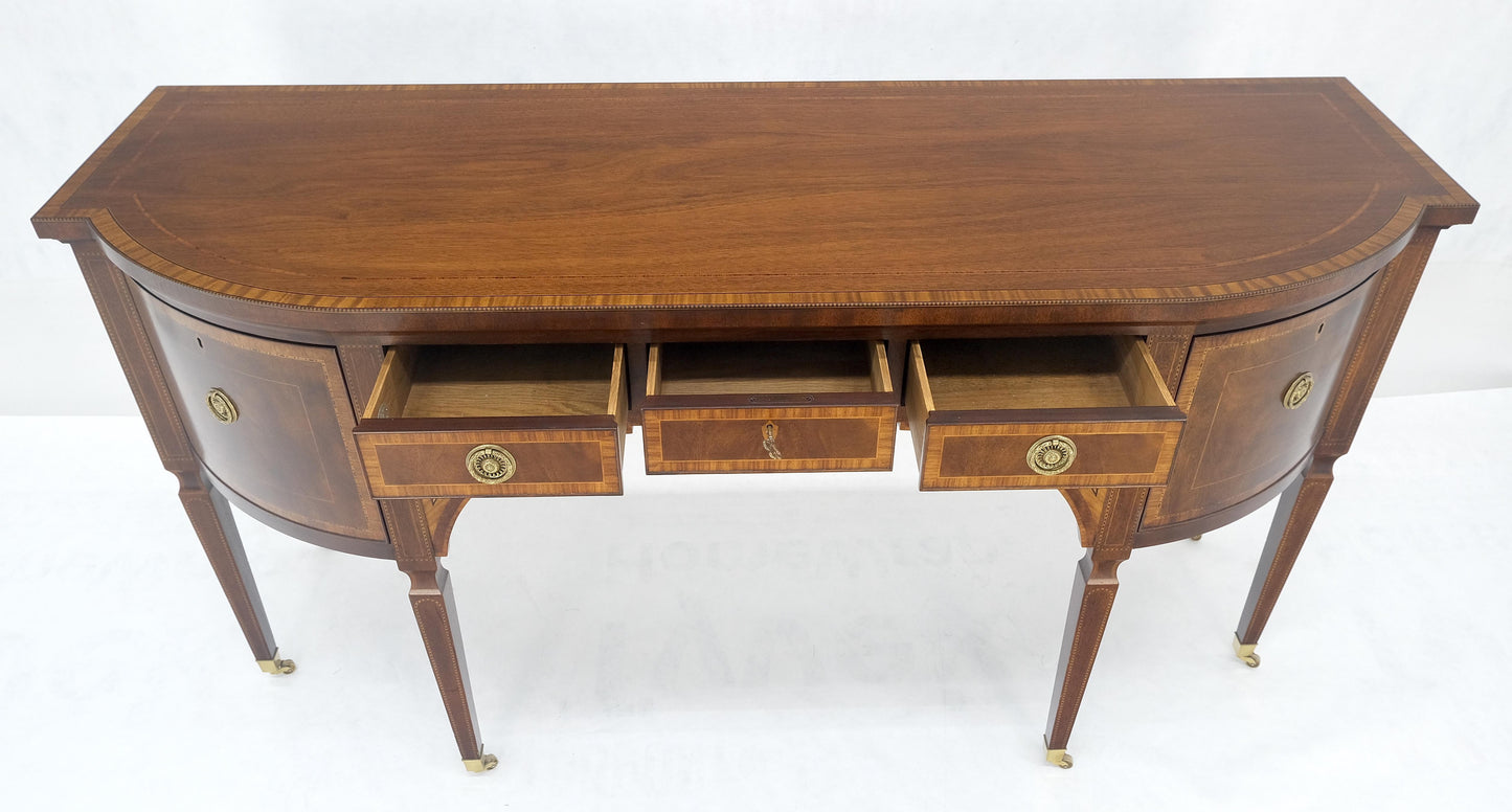 EstablishedLines Baker Mahogany Banded Top Hepplewhite Brass Castors Tapered Legs Sideboard MINT