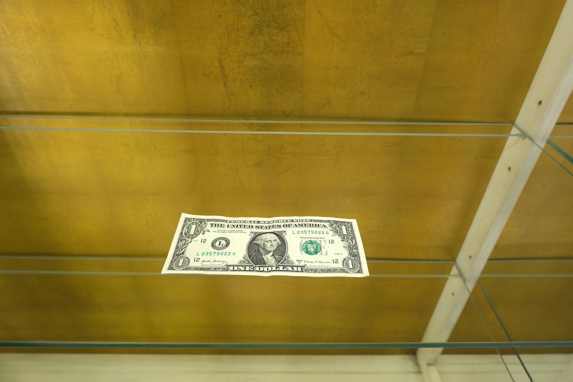 EstablishedLines Large 88" Wide Beveled Glass Gold Leaf Back Paint Decorated Break Front Cabinet