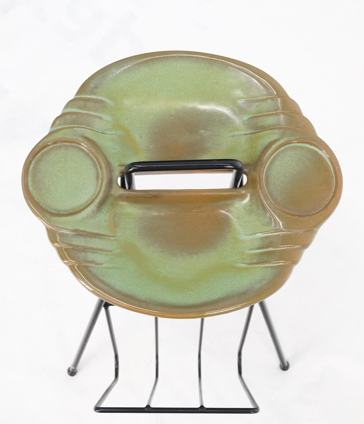 EstablishedLines Mid-Century Modern Ceramic Ashtray on Wire Legs Magazine Rack Stand