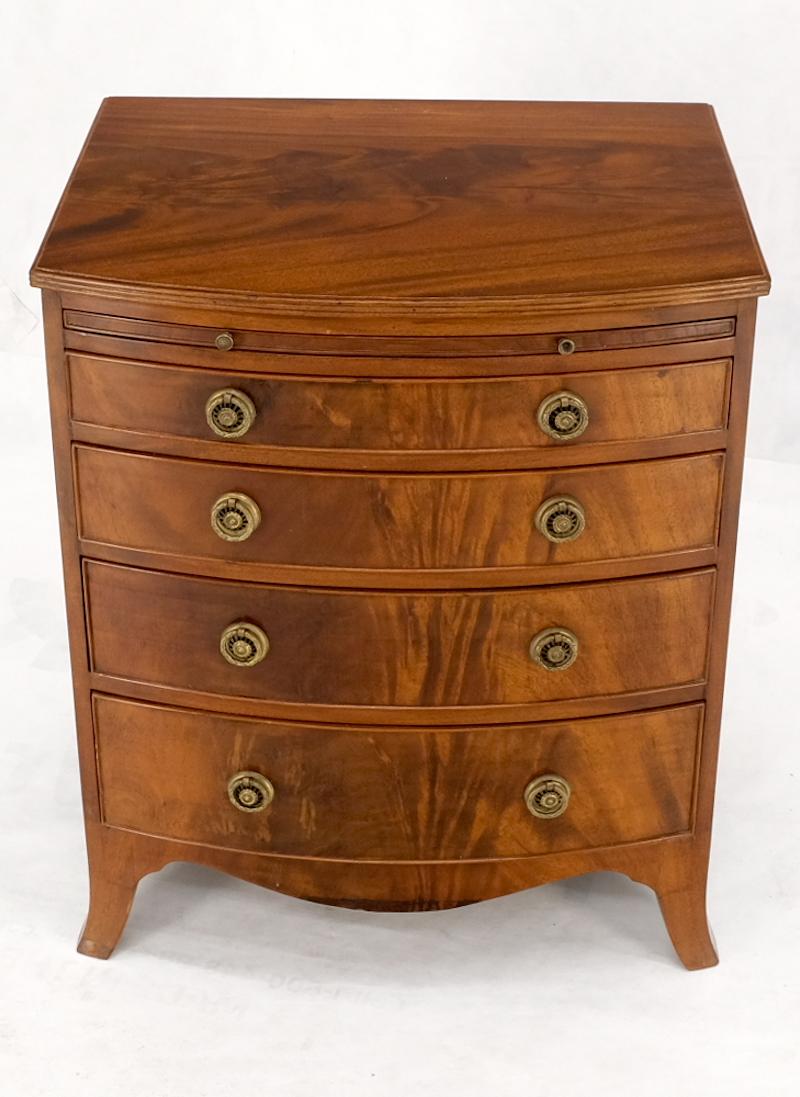 EstablishedLines Antique 19th Century 4 Drawers Pull Out Tray Flame Mahogany Bachelor Chest Brass