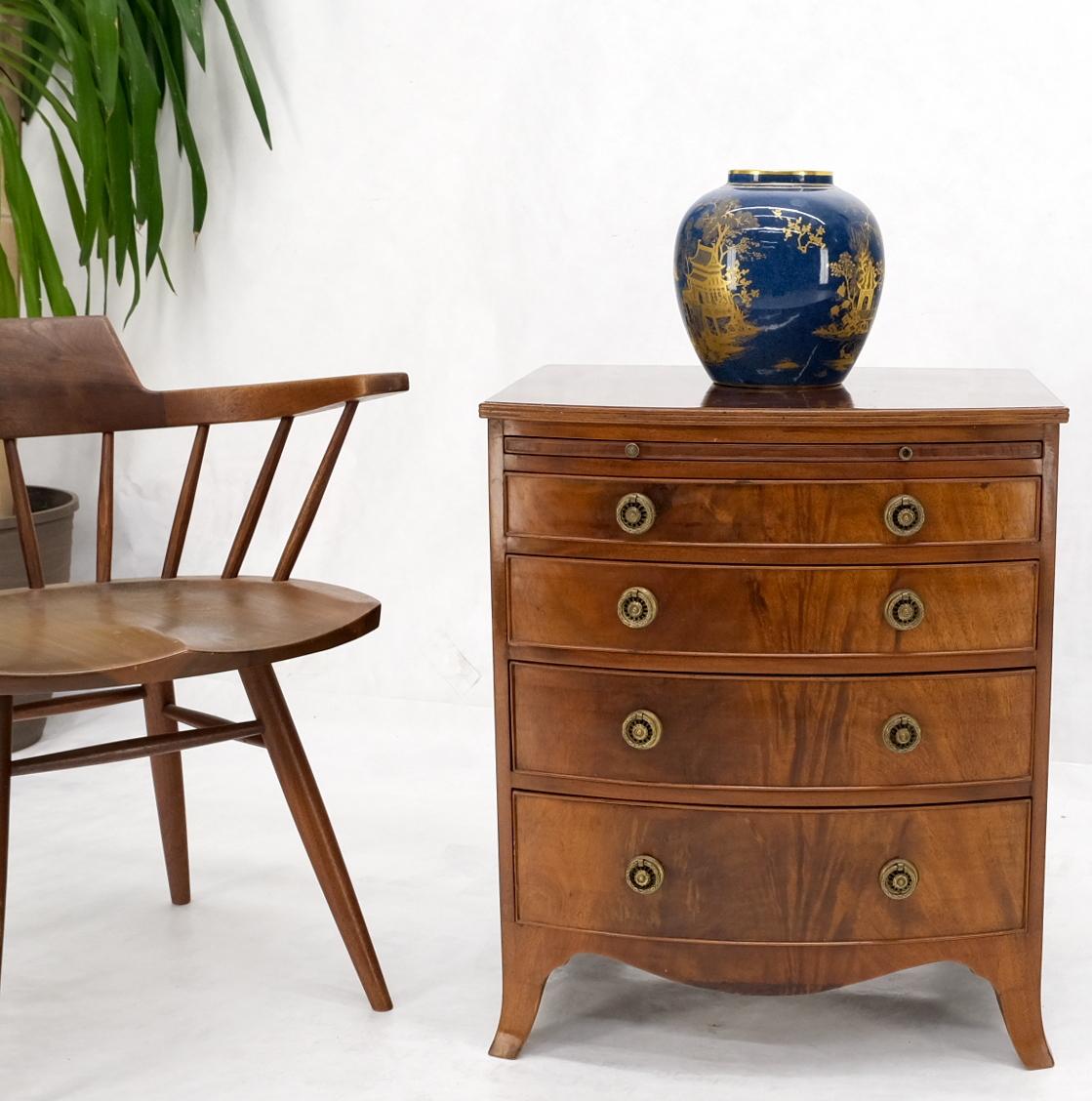 EstablishedLines Antique 19th Century 4 Drawers Pull Out Tray Flame Mahogany Bachelor Chest Brass