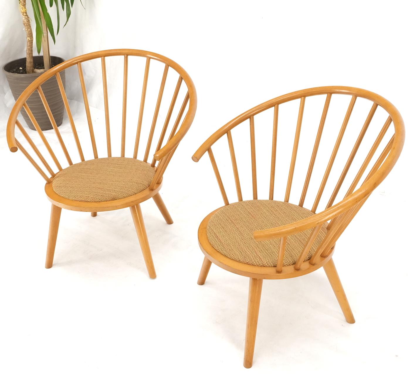 EstablishedLines Pair of Japanese Mid Century Modern Akita Mokko Fan Barrel Back Lounge Chairs