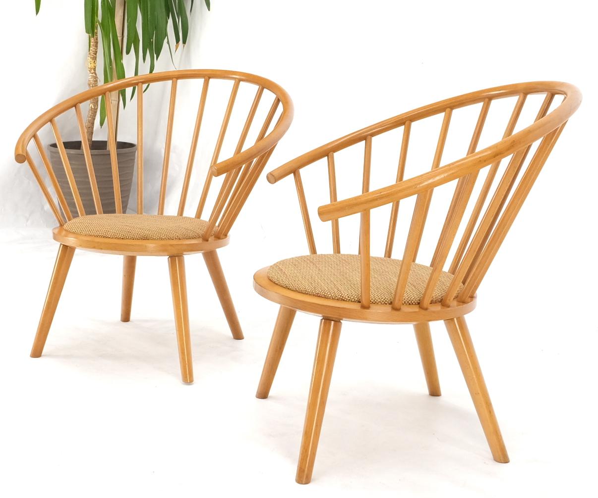 EstablishedLines Pair of Japanese Mid Century Modern Akita Mokko Fan Barrel Back Lounge Chairs