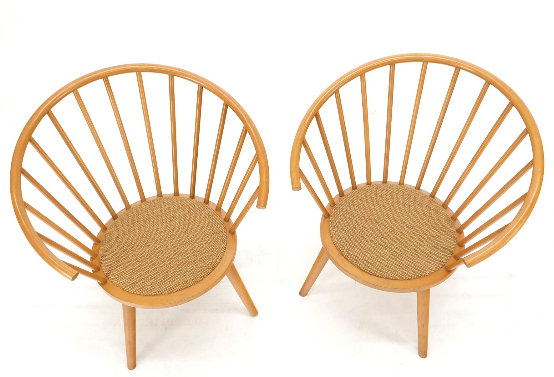 EstablishedLines Pair of Japanese Mid Century Modern Akita Mokko Fan Barrel Back Lounge Chairs