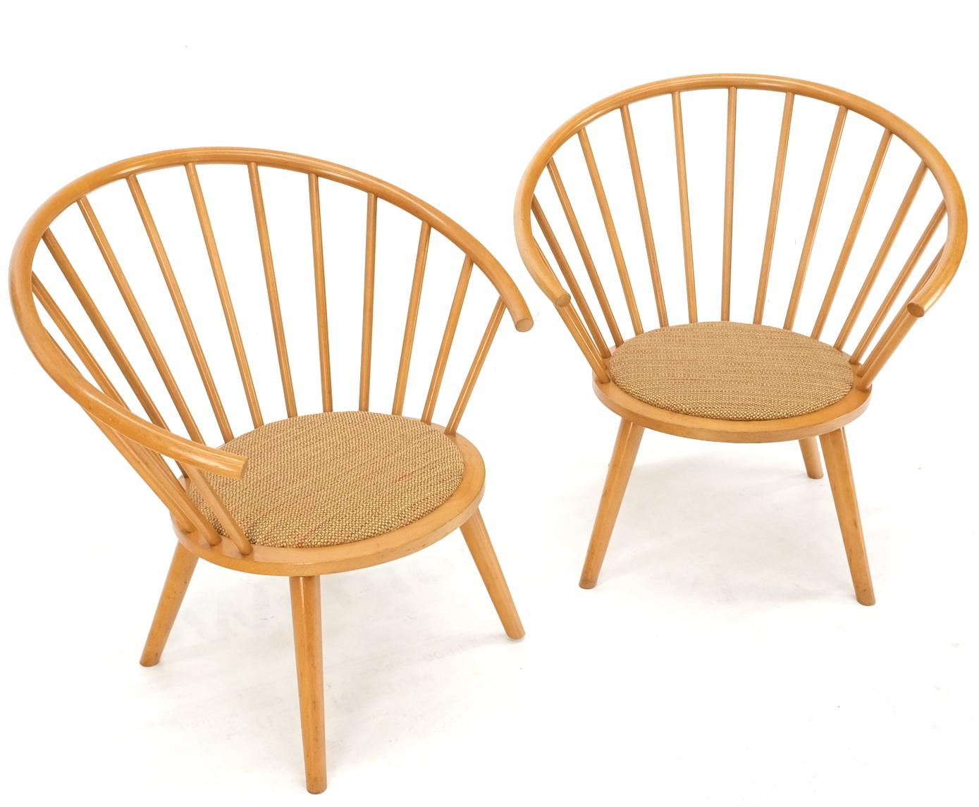 EstablishedLines Pair of Japanese Mid Century Modern Akita Mokko Fan Barrel Back Lounge Chairs