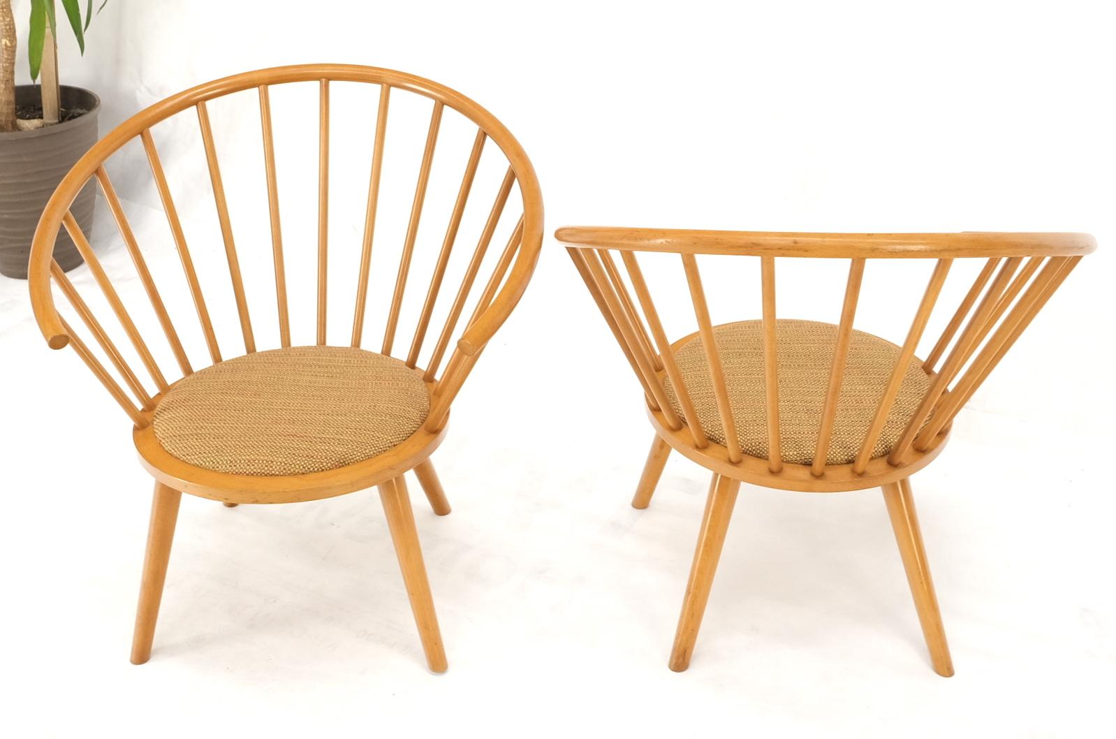 EstablishedLines Pair of Japanese Mid Century Modern Akita Mokko Fan Barrel Back Lounge Chairs