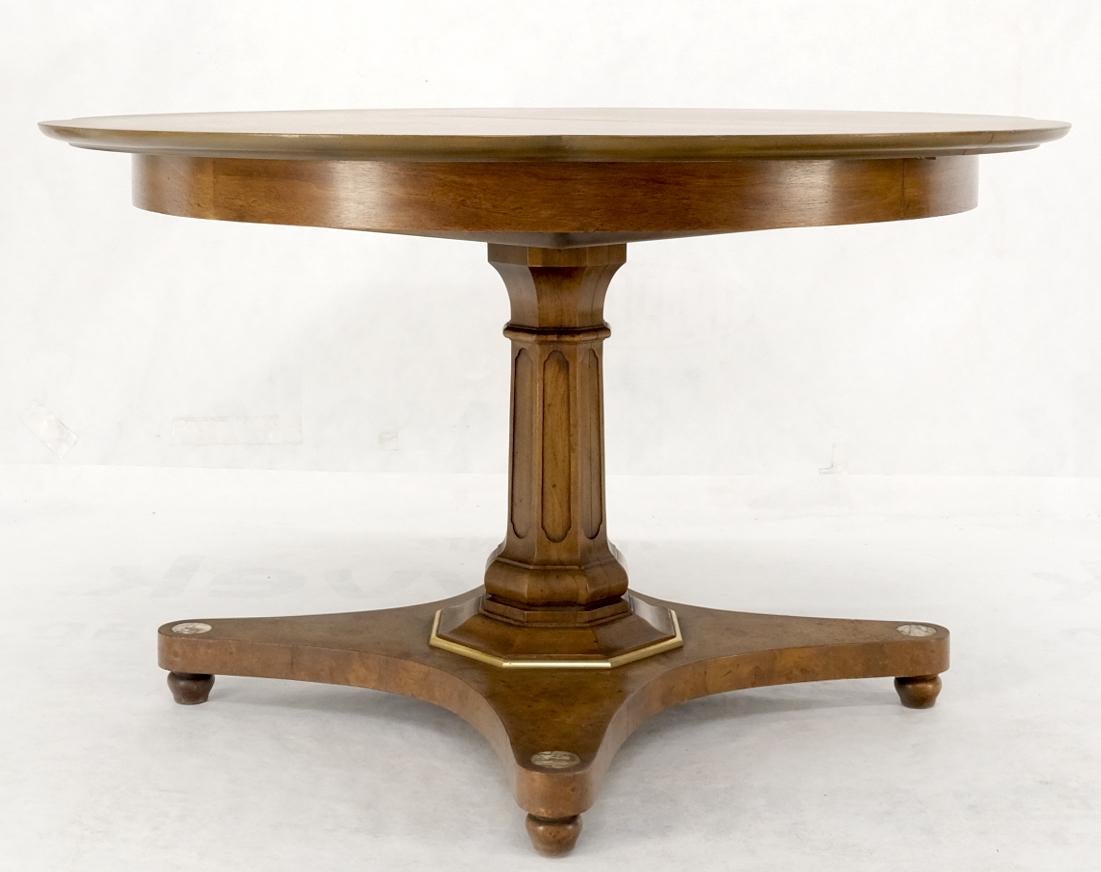 EstablishedLines Round Clove Shape Burl Walnut Dining Conference Table w/ 3 Extension Leaves
