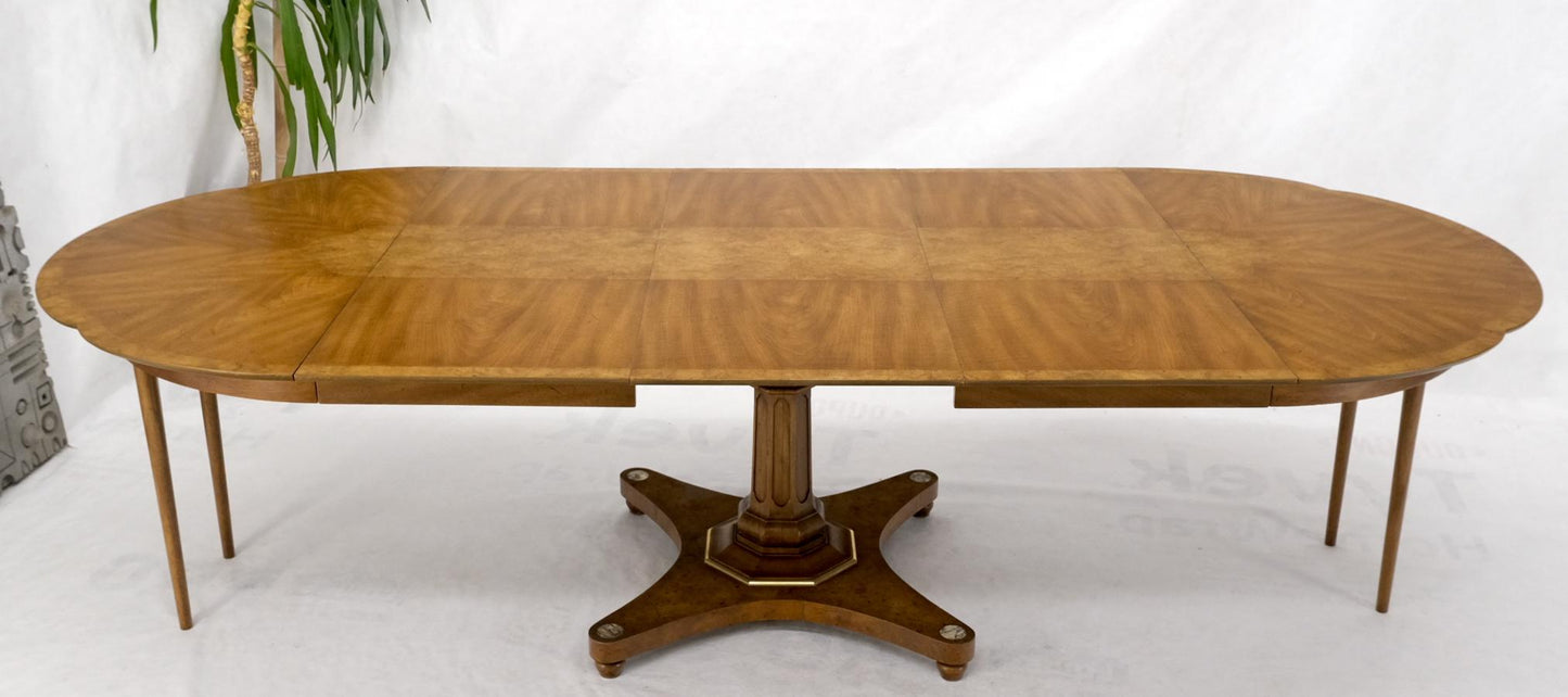 EstablishedLines Round Clove Shape Burl Walnut Dining Conference Table w/ 3 Extension Leaves
