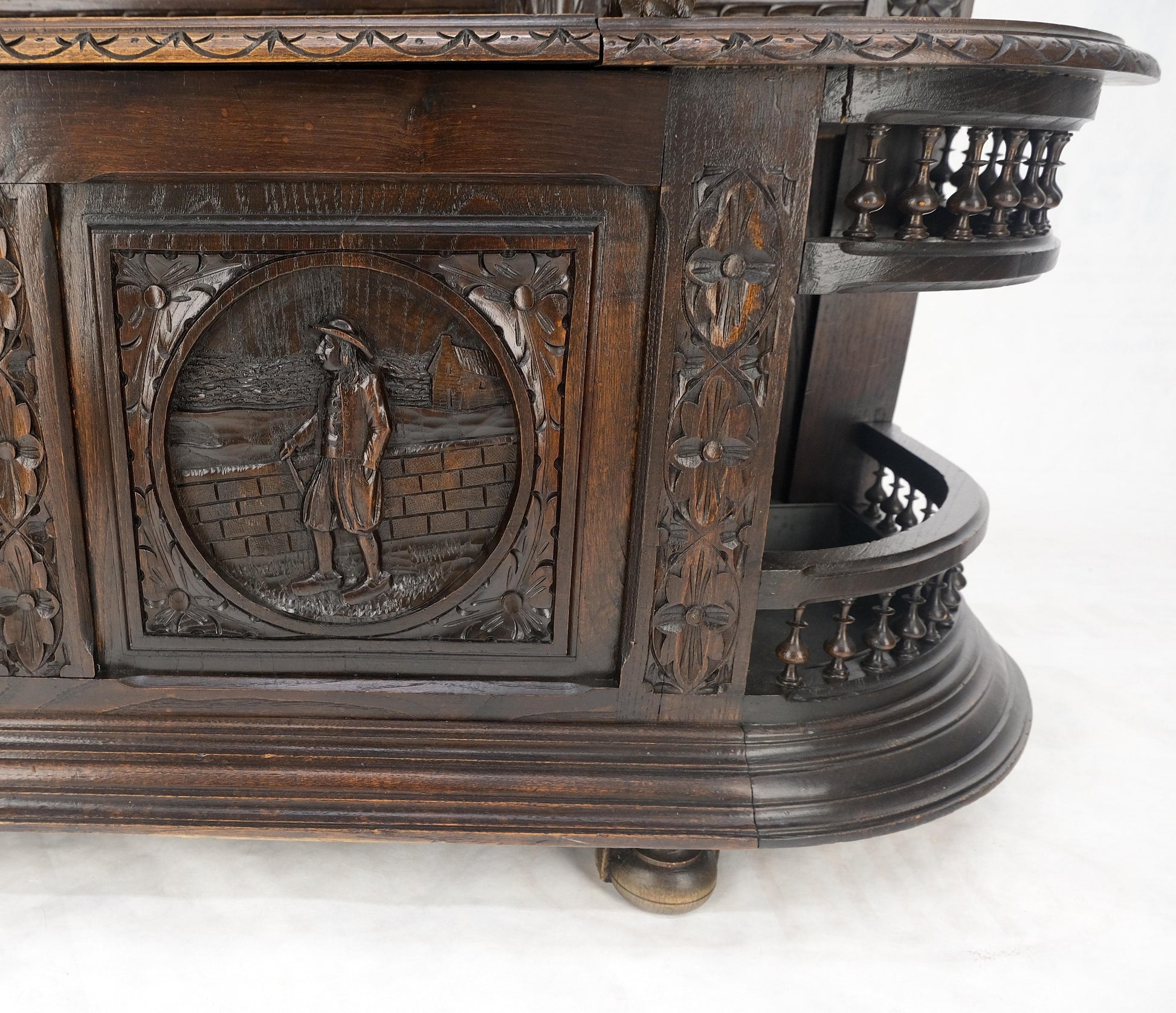 EstablishedLines Fine Carved Oak Lift Top Bench Pier Mirror Umbrella Stand Coat Hall Rack MINT!