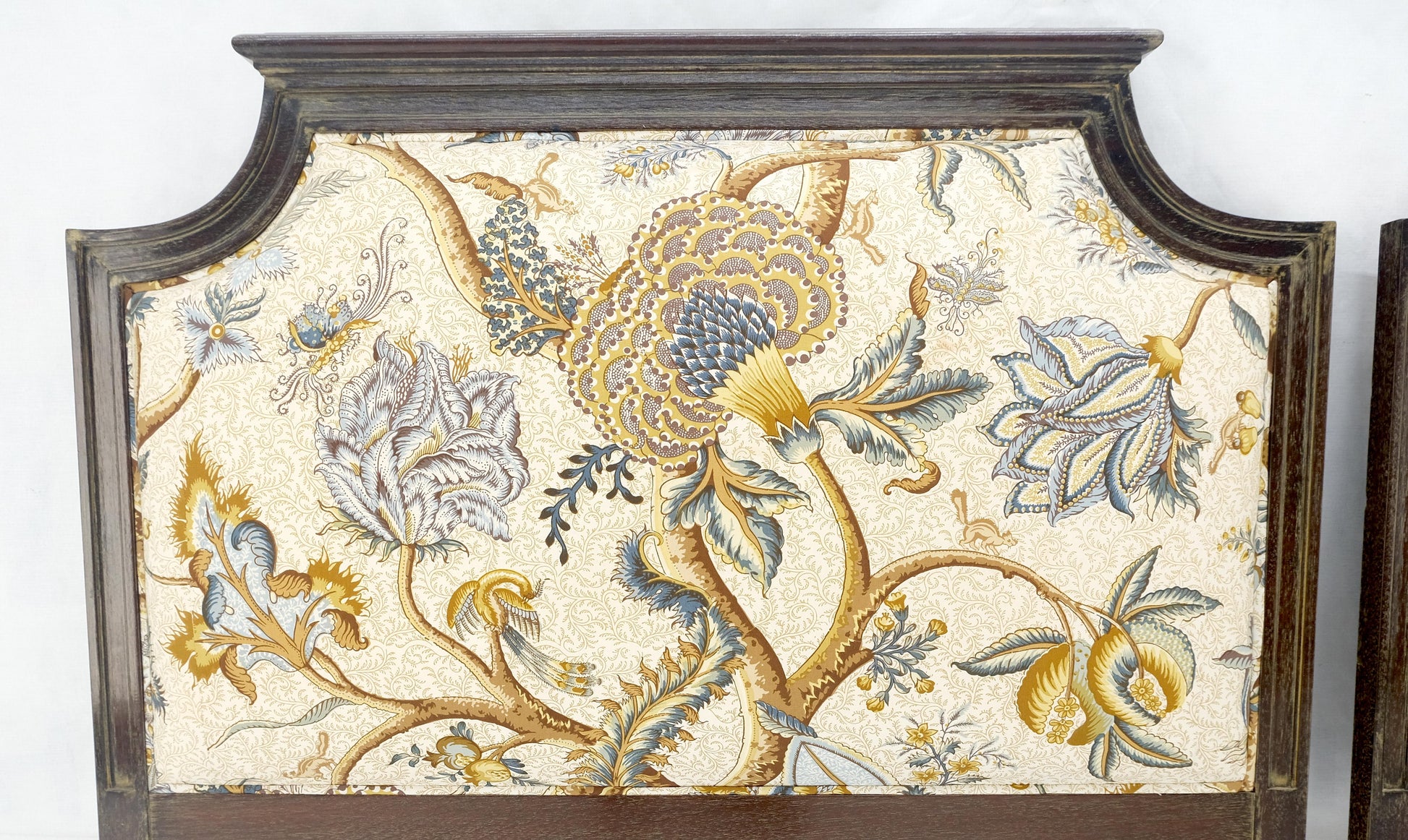 EstablishedLines Pair of Very Fine Cerused Mahogany New Upholstery Twin Size Headboards Beds MINT