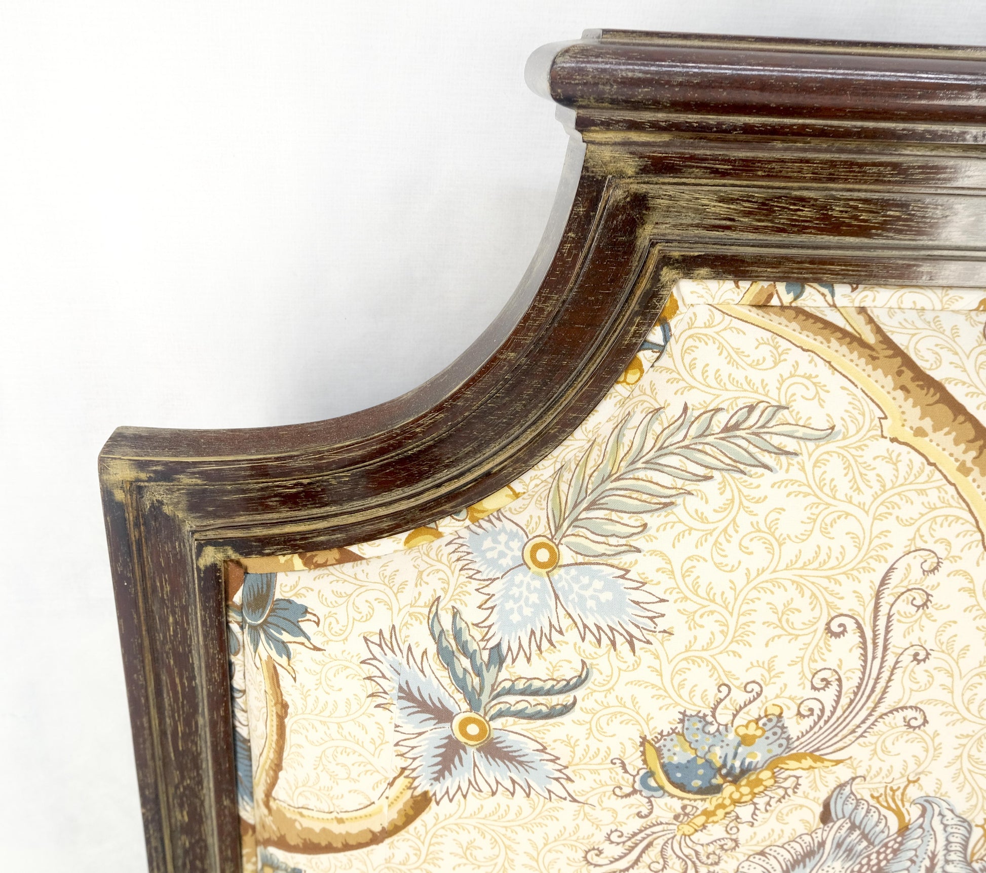 EstablishedLines Pair of Very Fine Cerused Mahogany New Upholstery Twin Size Headboards Beds MINT