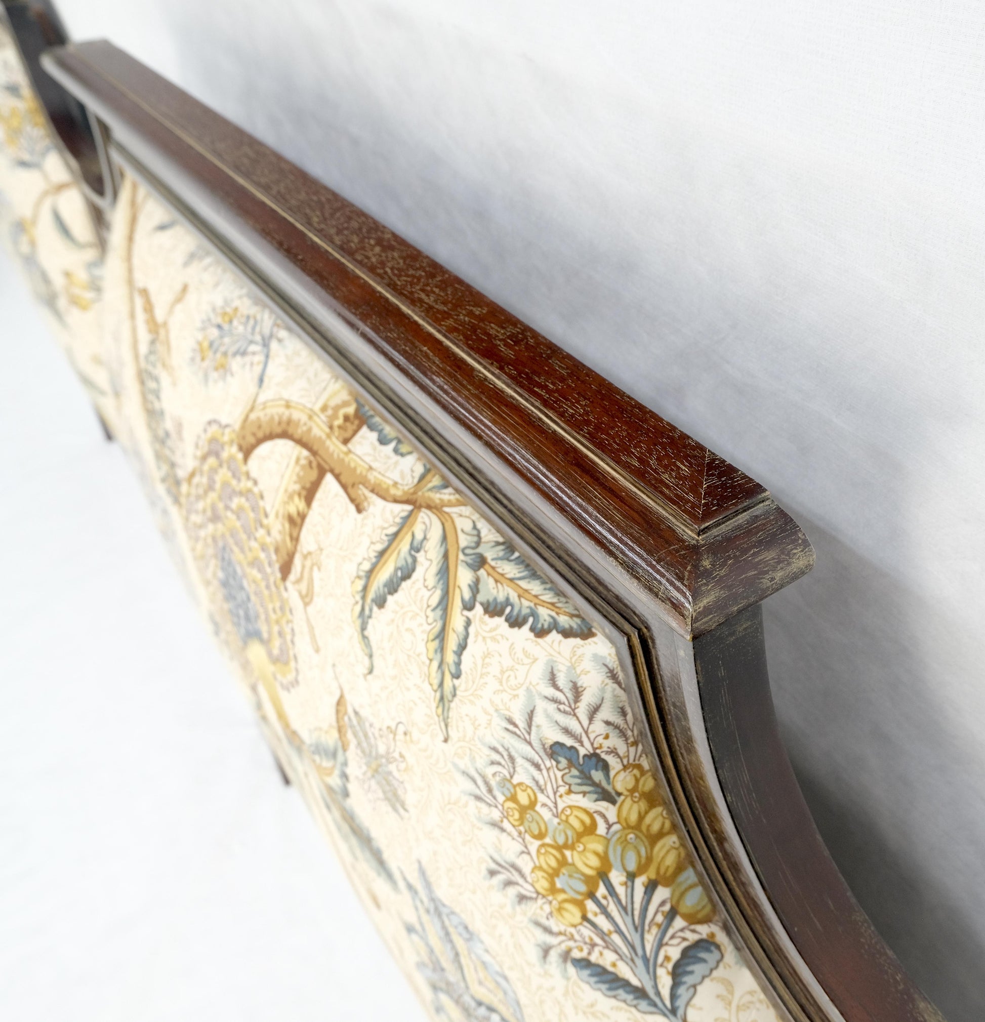 EstablishedLines Pair of Very Fine Cerused Mahogany New Upholstery Twin Size Headboards Beds MINT