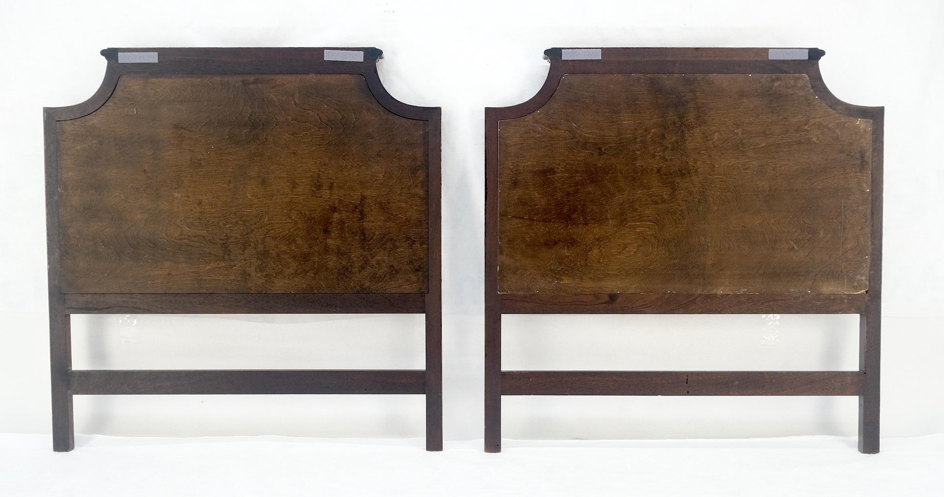 EstablishedLines Pair of Very Fine Cerused Mahogany New Upholstery Twin Size Headboards Beds MINT