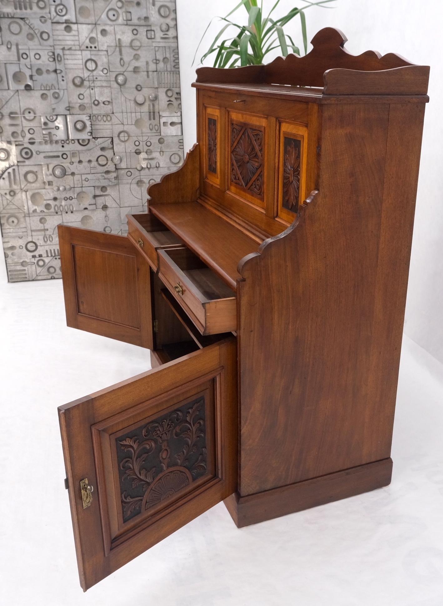 EstablishedLines Large Walnut Victorian Secretary Bureau Cabinet Letter Shelves Bottom Storage