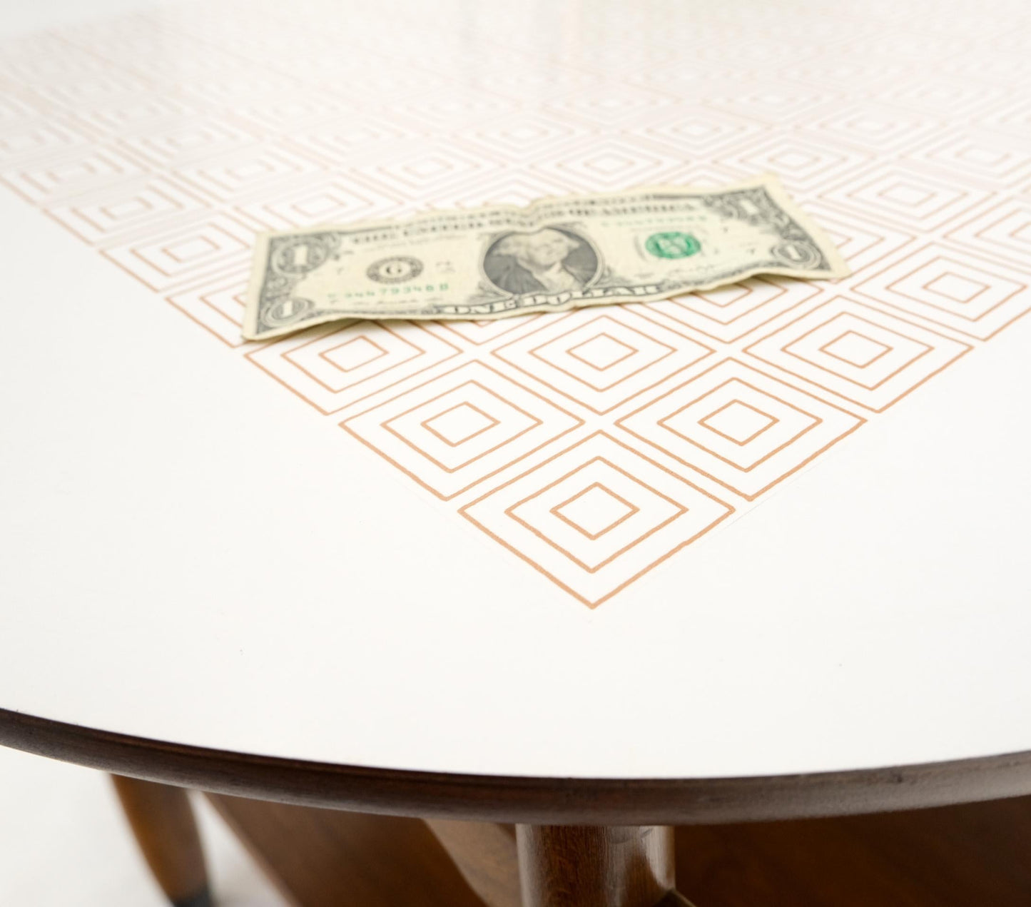 EstablishedLines Round Two Tier Greek Key Pattern Laminate Top Occasional Side End Table Stand