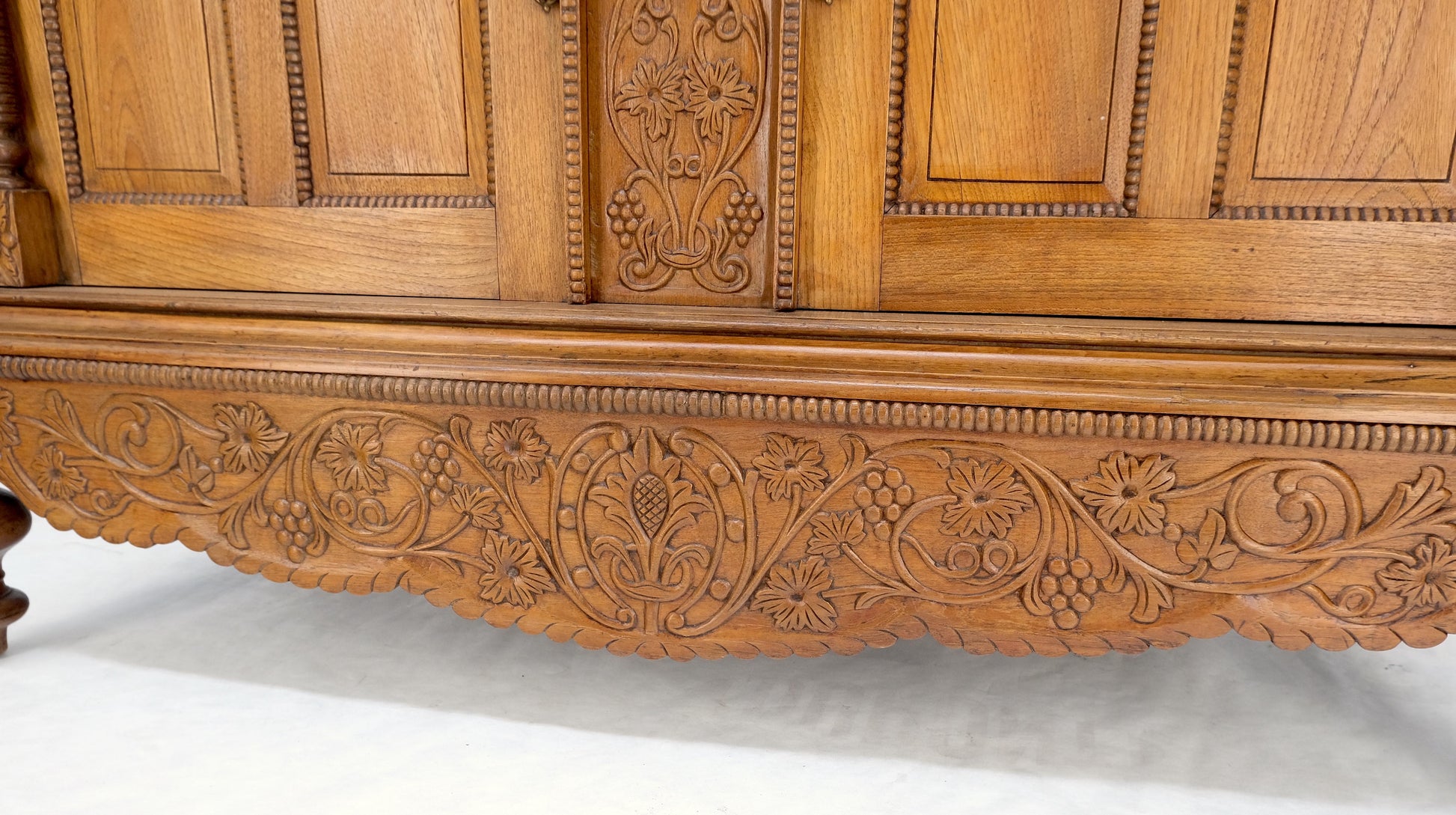 EstablishedLines Solid Carved Teak Antique Two Part Cupboard Cabinet with Unique Feature Mint!
