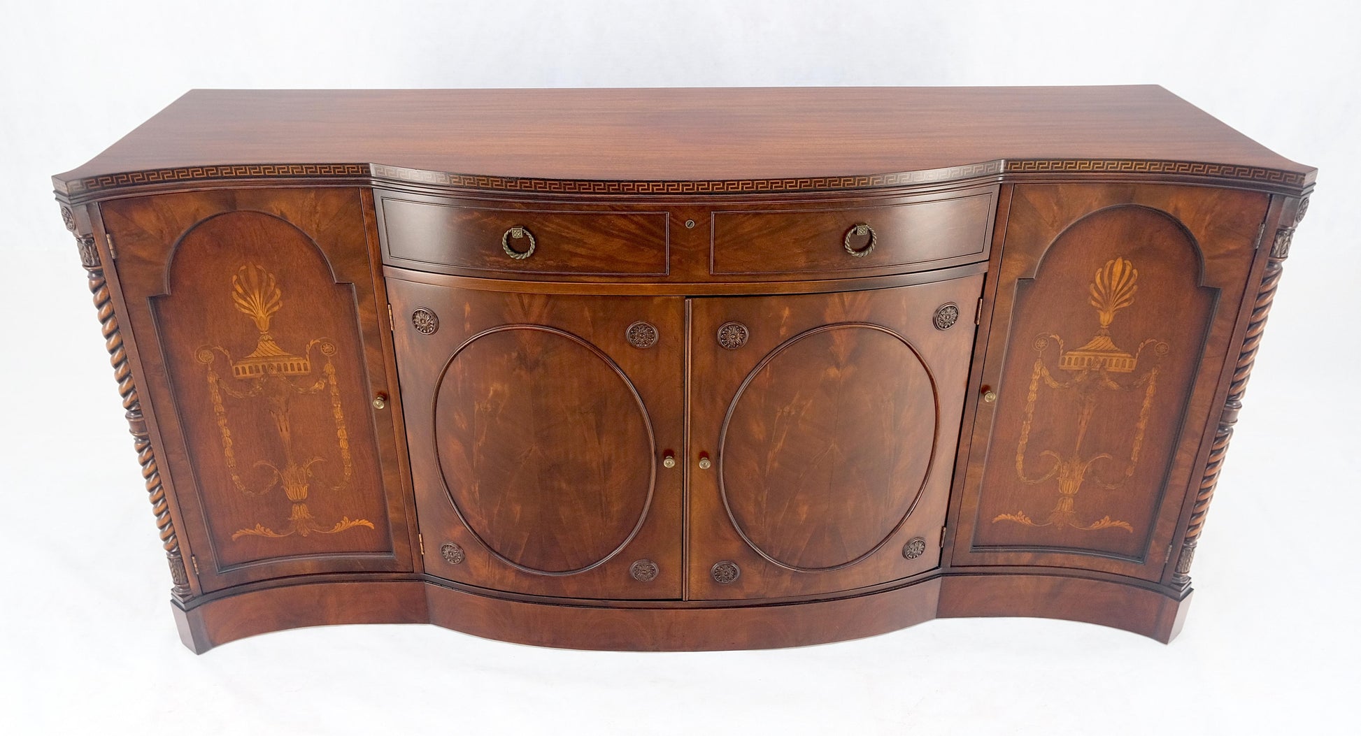 EstablishedLines Very Fine Inlayed Serpentine Front Mahogany Sideboard Cabinet Credenza MINT!