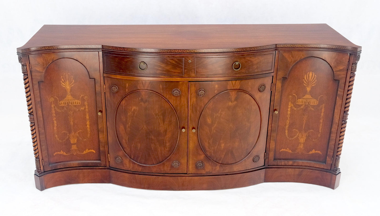 EstablishedLines Very Fine Inlayed Serpentine Front Mahogany Sideboard Cabinet Credenza MINT!