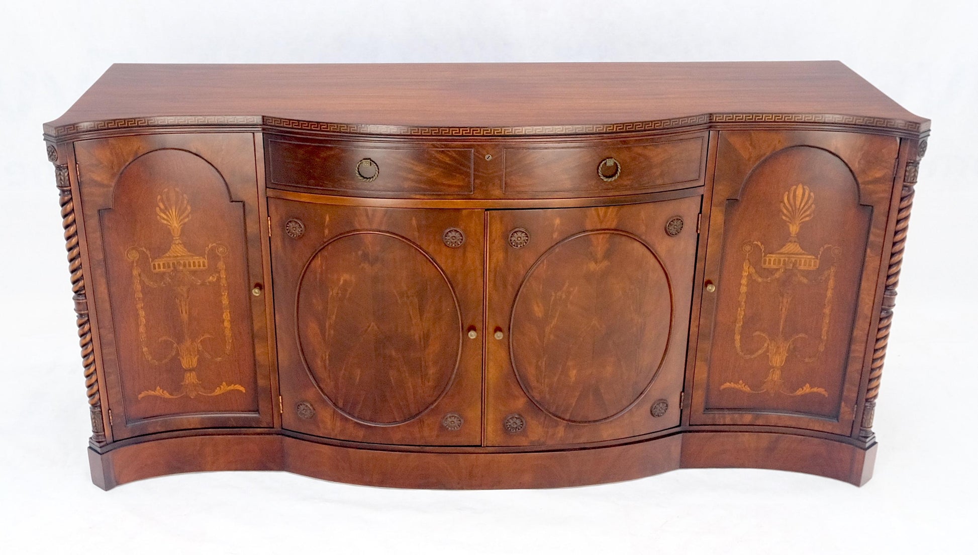 EstablishedLines Very Fine Inlayed Serpentine Front Mahogany Sideboard Cabinet Credenza MINT!