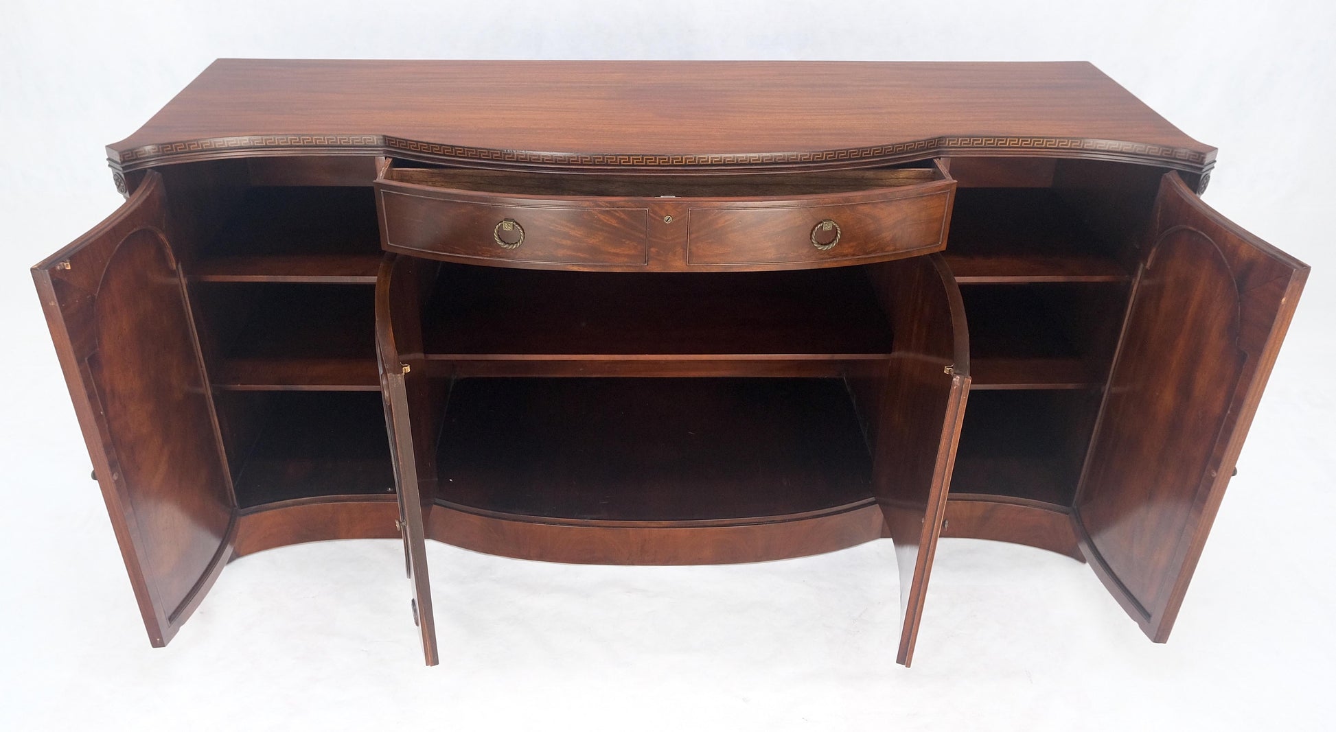 EstablishedLines Very Fine Inlayed Serpentine Front Mahogany Sideboard Cabinet Credenza MINT!