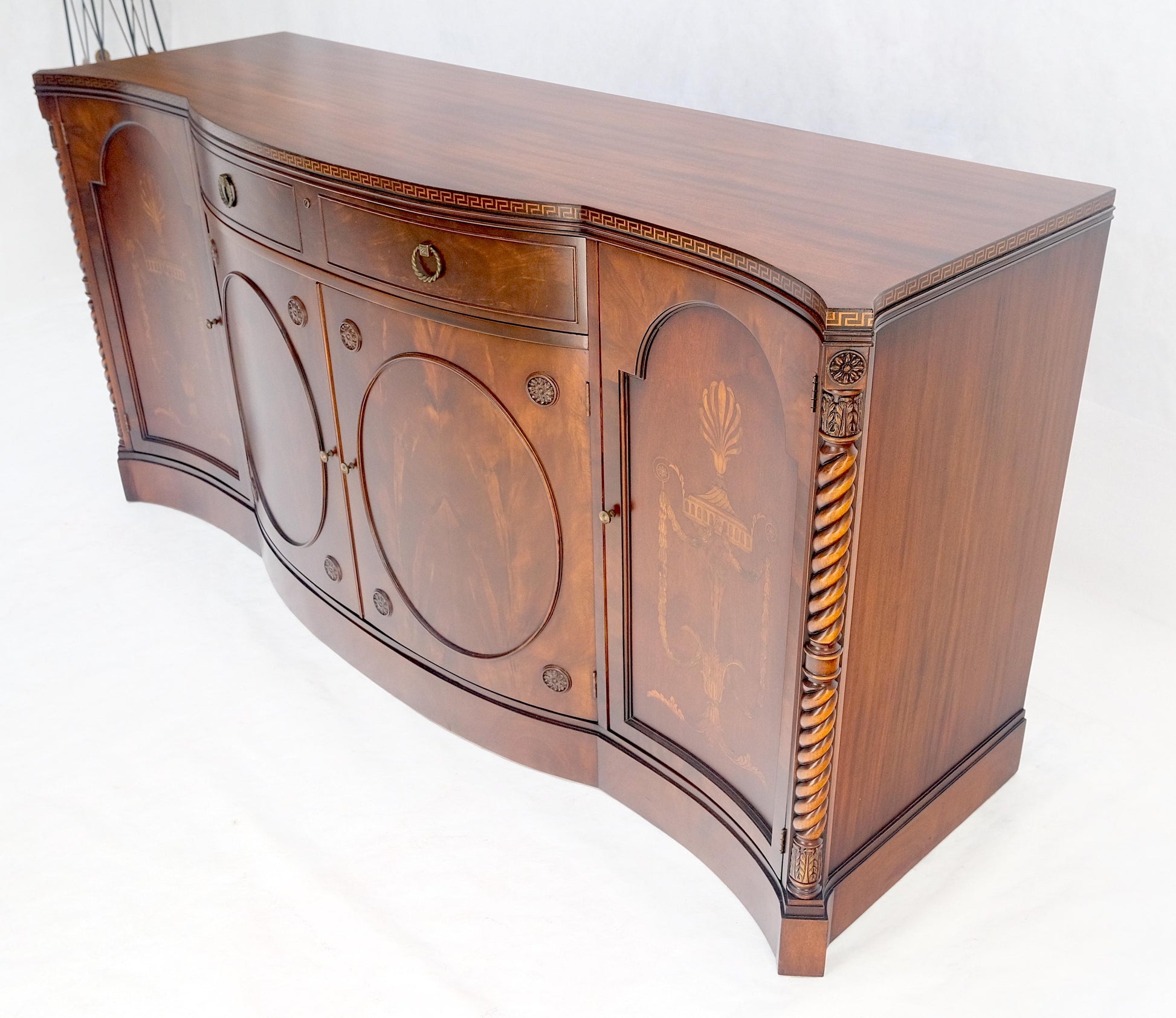 EstablishedLines Very Fine Inlayed Serpentine Front Mahogany Sideboard Cabinet Credenza MINT!