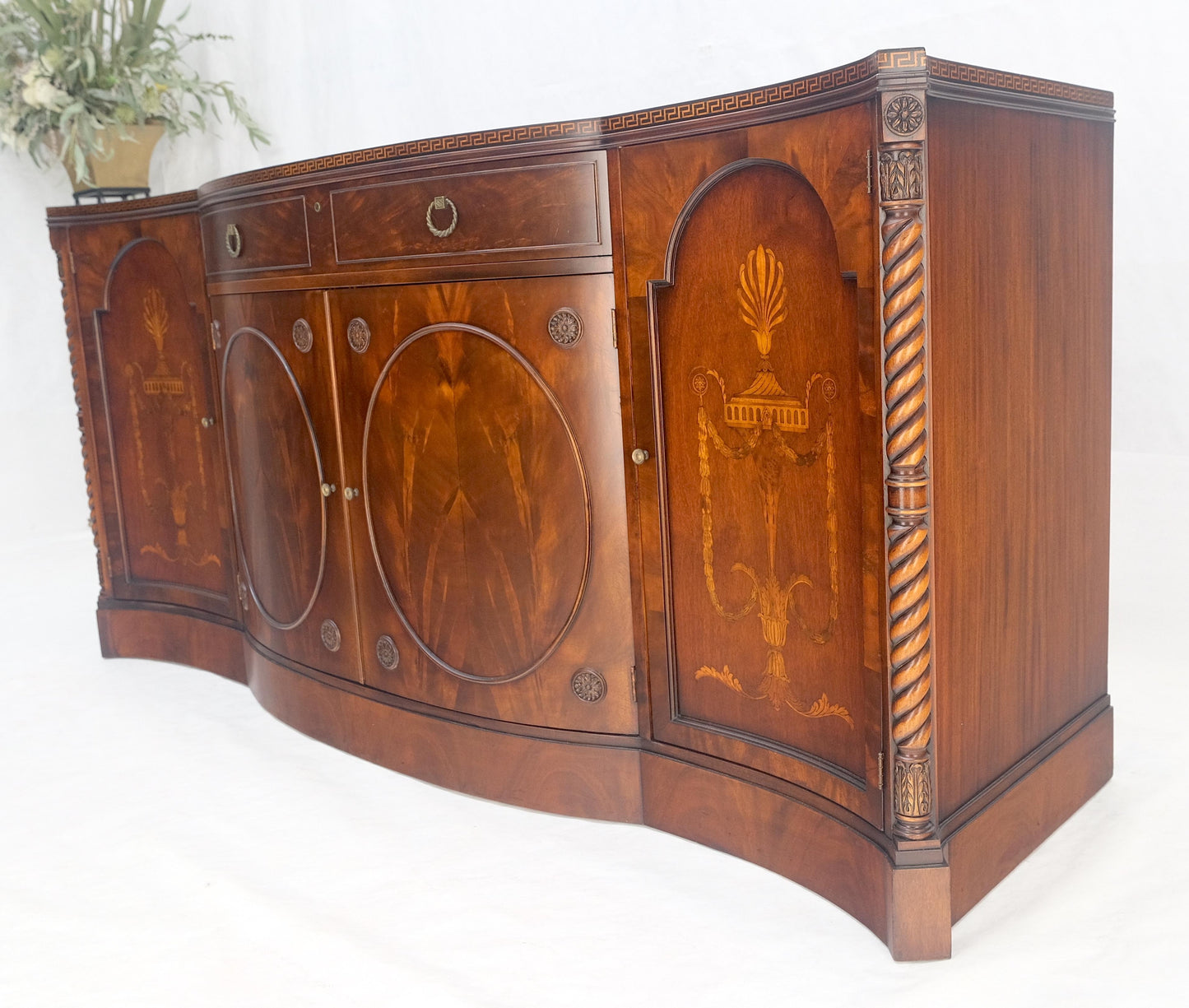 EstablishedLines Very Fine Inlayed Serpentine Front Mahogany Sideboard Cabinet Credenza MINT!