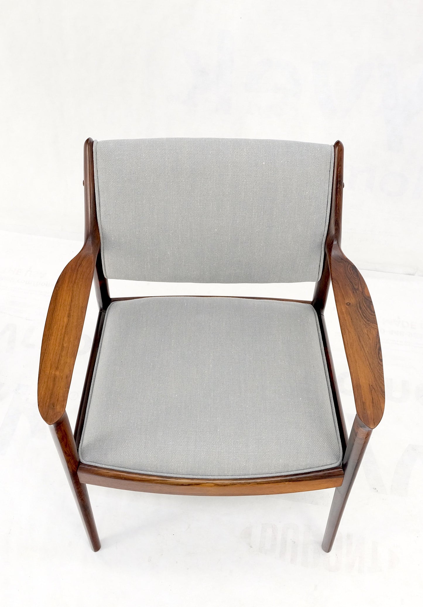 EstablishedLines Finn Juhl Attributed Heavy Solid Rosewood Arm Desk Chair New Upholstery Mint!