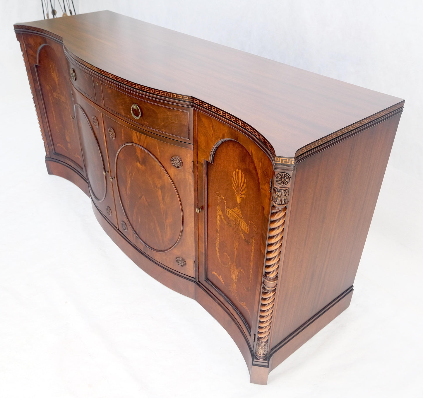 EstablishedLines Very Fine Inlayed Serpentine Front Mahogany Sideboard Cabinet Credenza MINT!