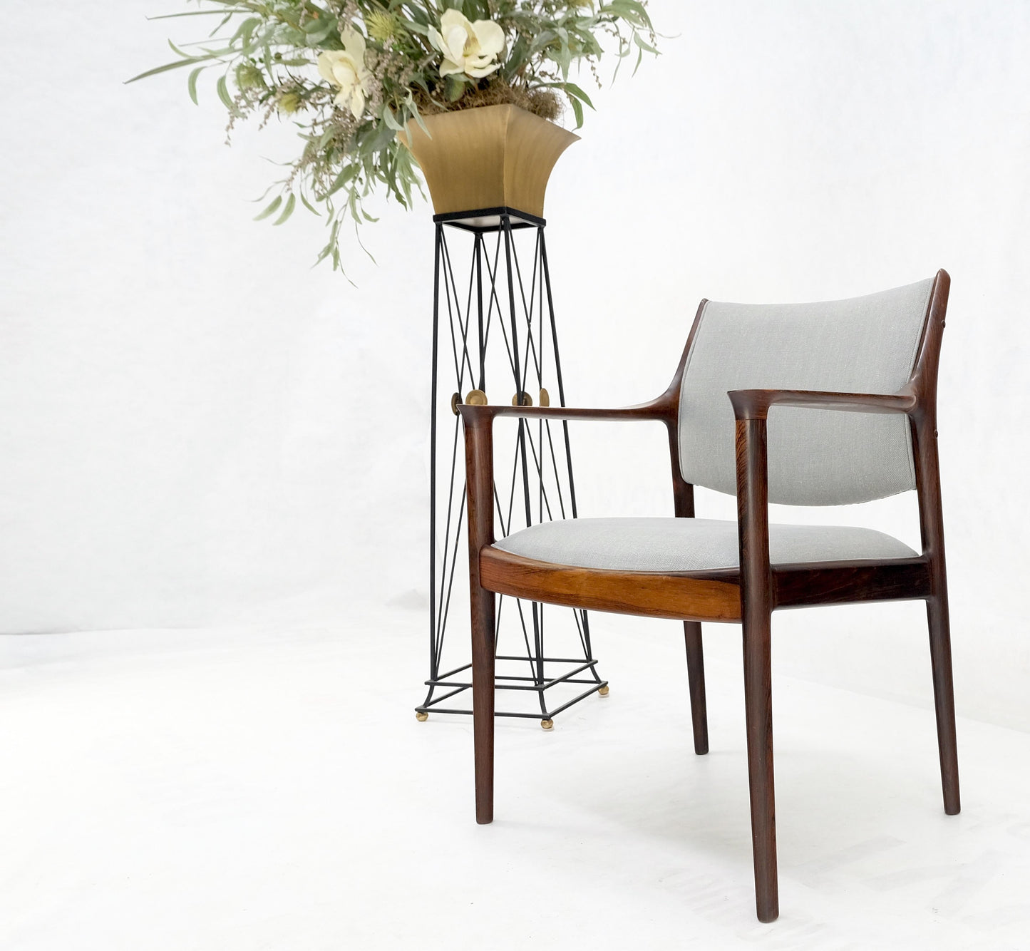 EstablishedLines Finn Juhl Attributed Heavy Solid Rosewood Arm Desk Chair New Upholstery Mint!