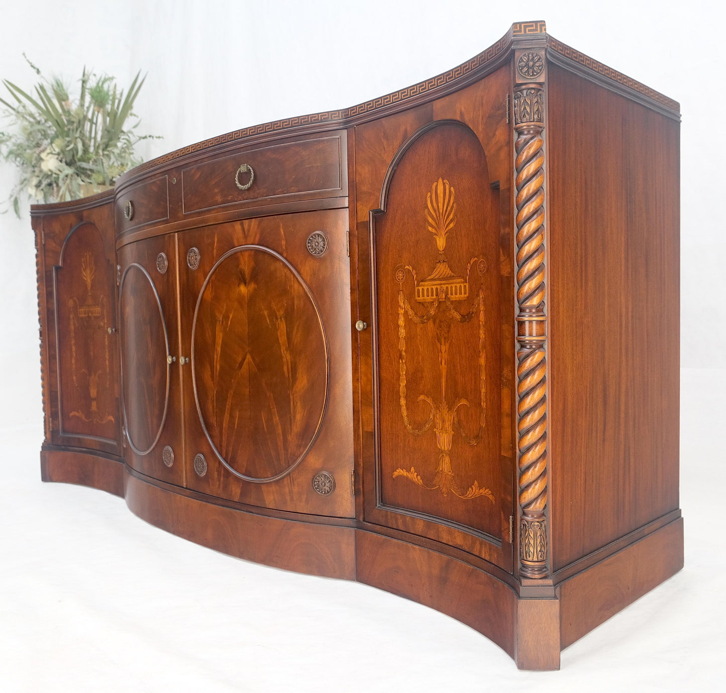EstablishedLines Very Fine Inlayed Serpentine Front Mahogany Sideboard Cabinet Credenza MINT!