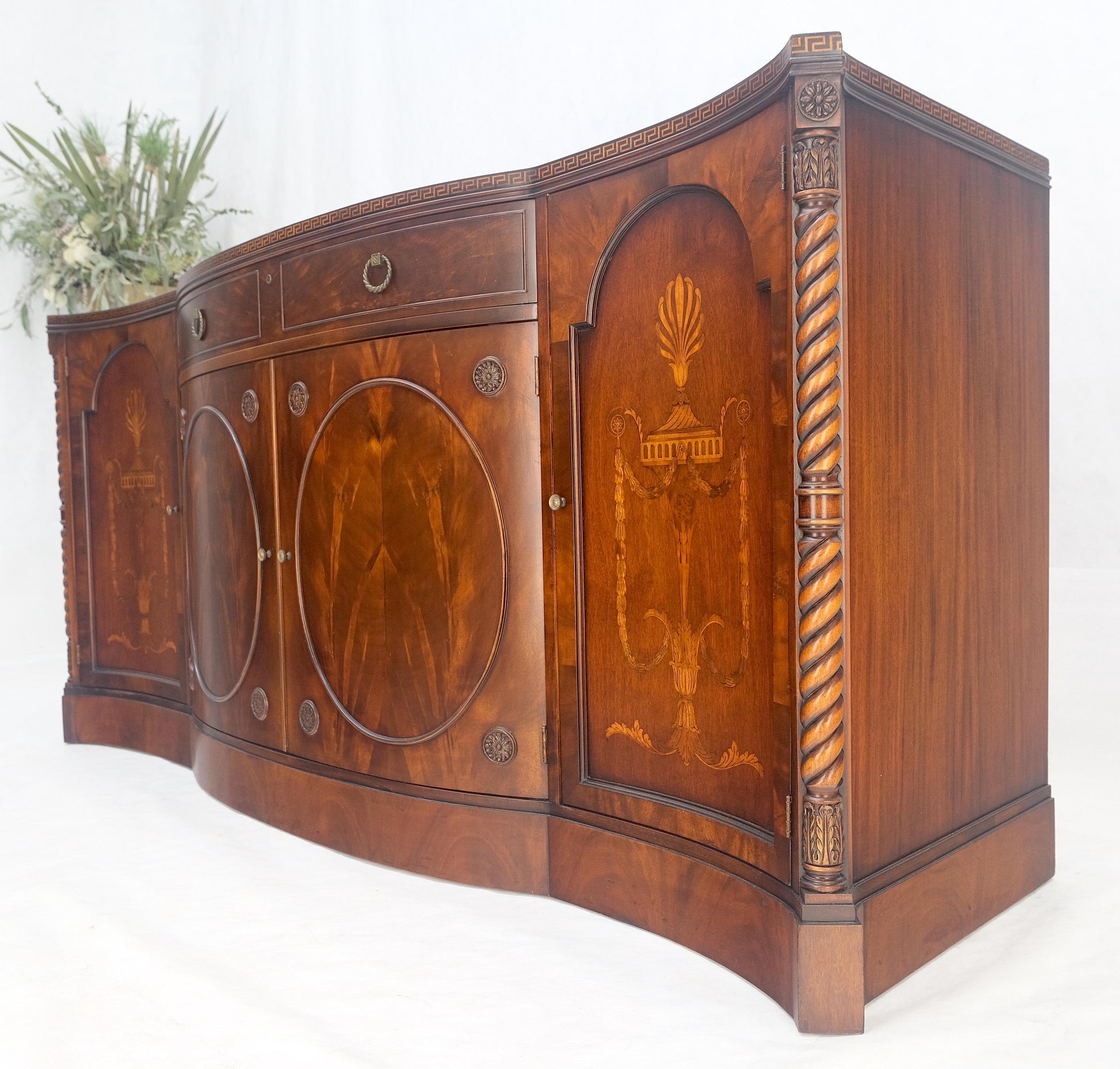 EstablishedLines Very Fine Inlayed Serpentine Front Mahogany Sideboard Cabinet Credenza MINT!