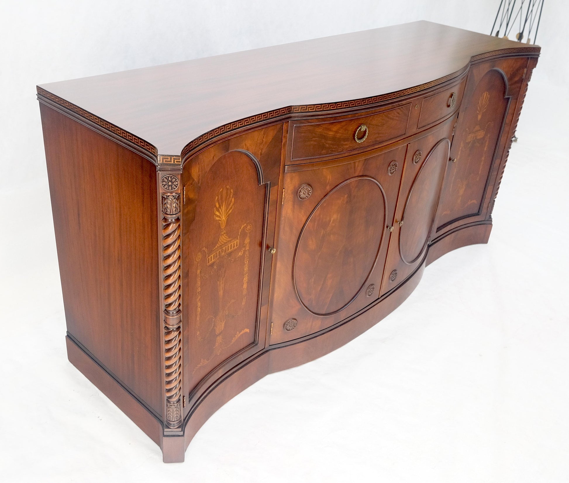 EstablishedLines Very Fine Inlayed Serpentine Front Mahogany Sideboard Cabinet Credenza MINT!
