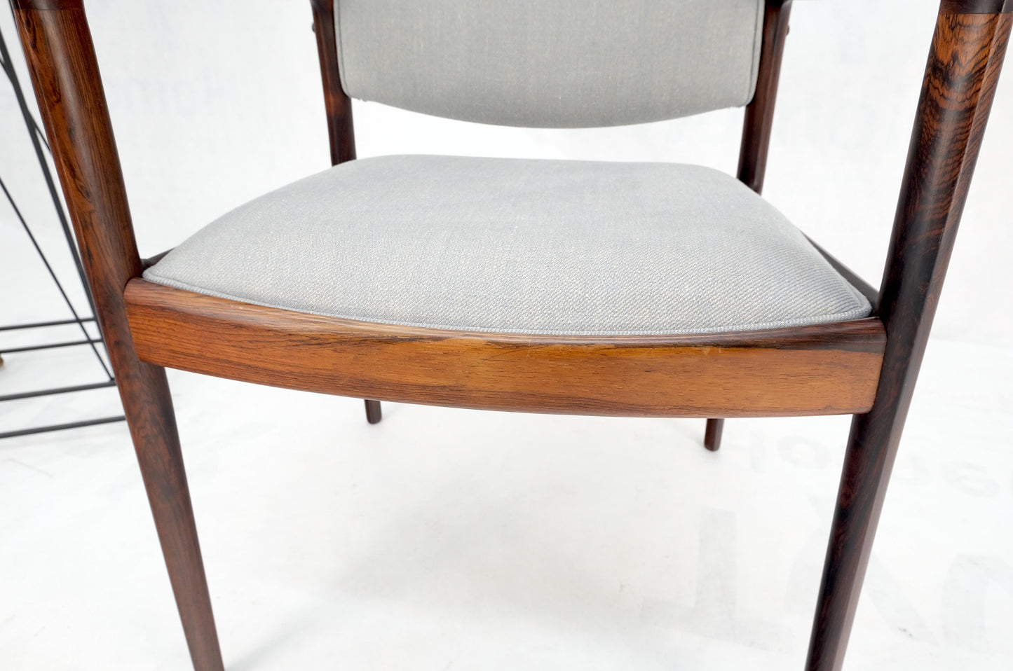 EstablishedLines Finn Juhl Attributed Heavy Solid Rosewood Arm Desk Chair New Upholstery Mint!