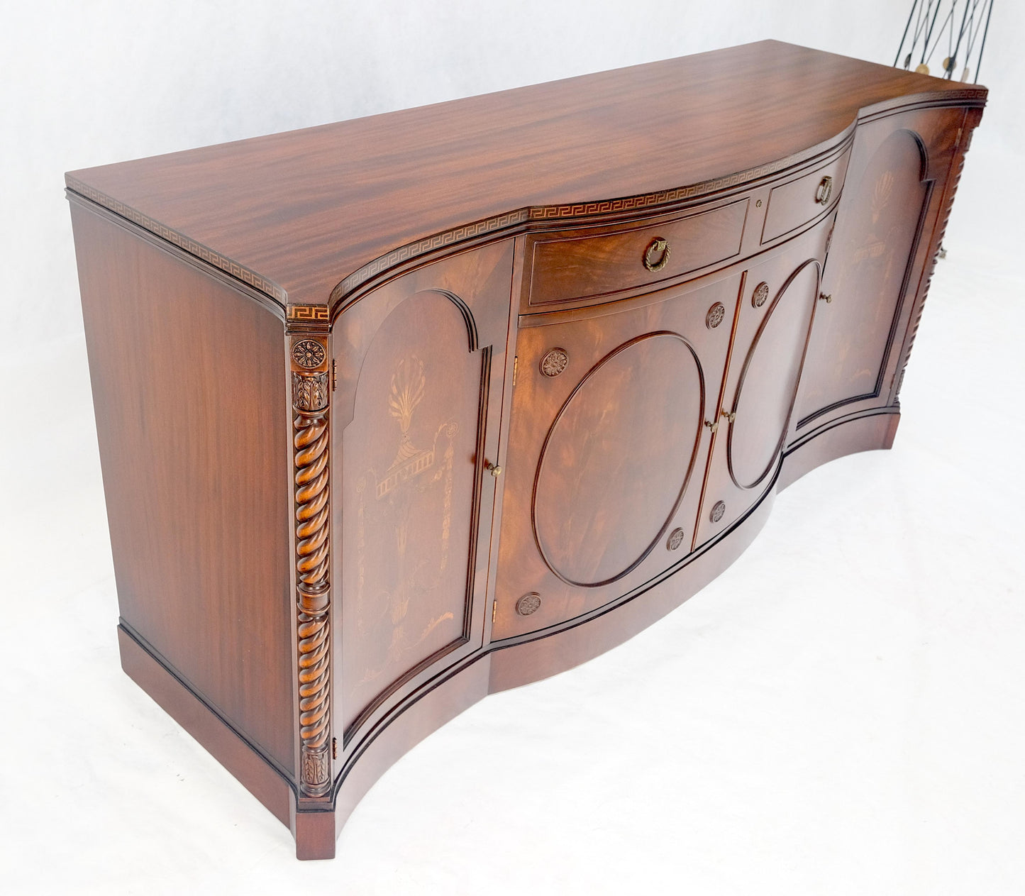 EstablishedLines Very Fine Inlayed Serpentine Front Mahogany Sideboard Cabinet Credenza MINT!