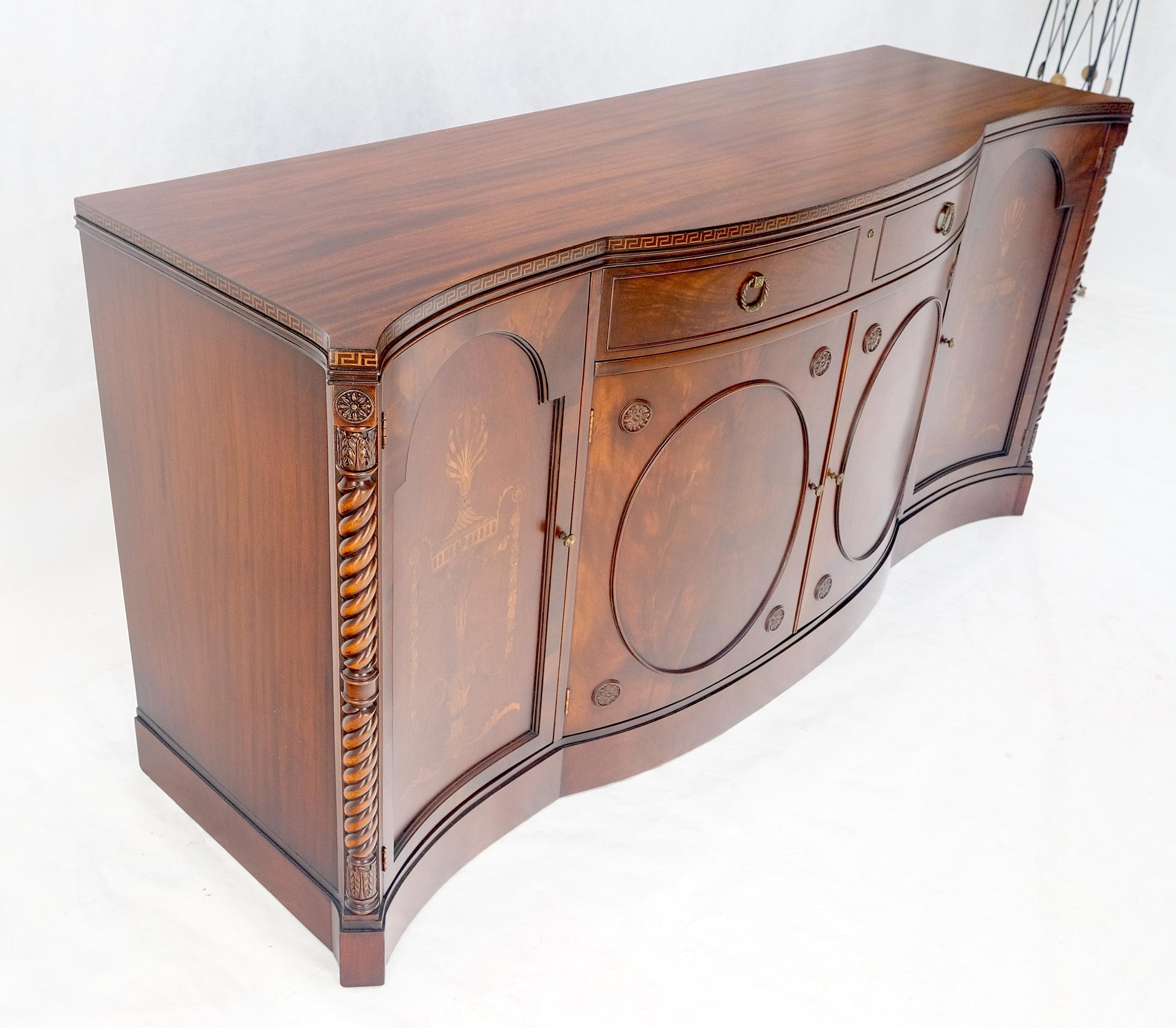 EstablishedLines Very Fine Inlayed Serpentine Front Mahogany Sideboard Cabinet Credenza MINT!