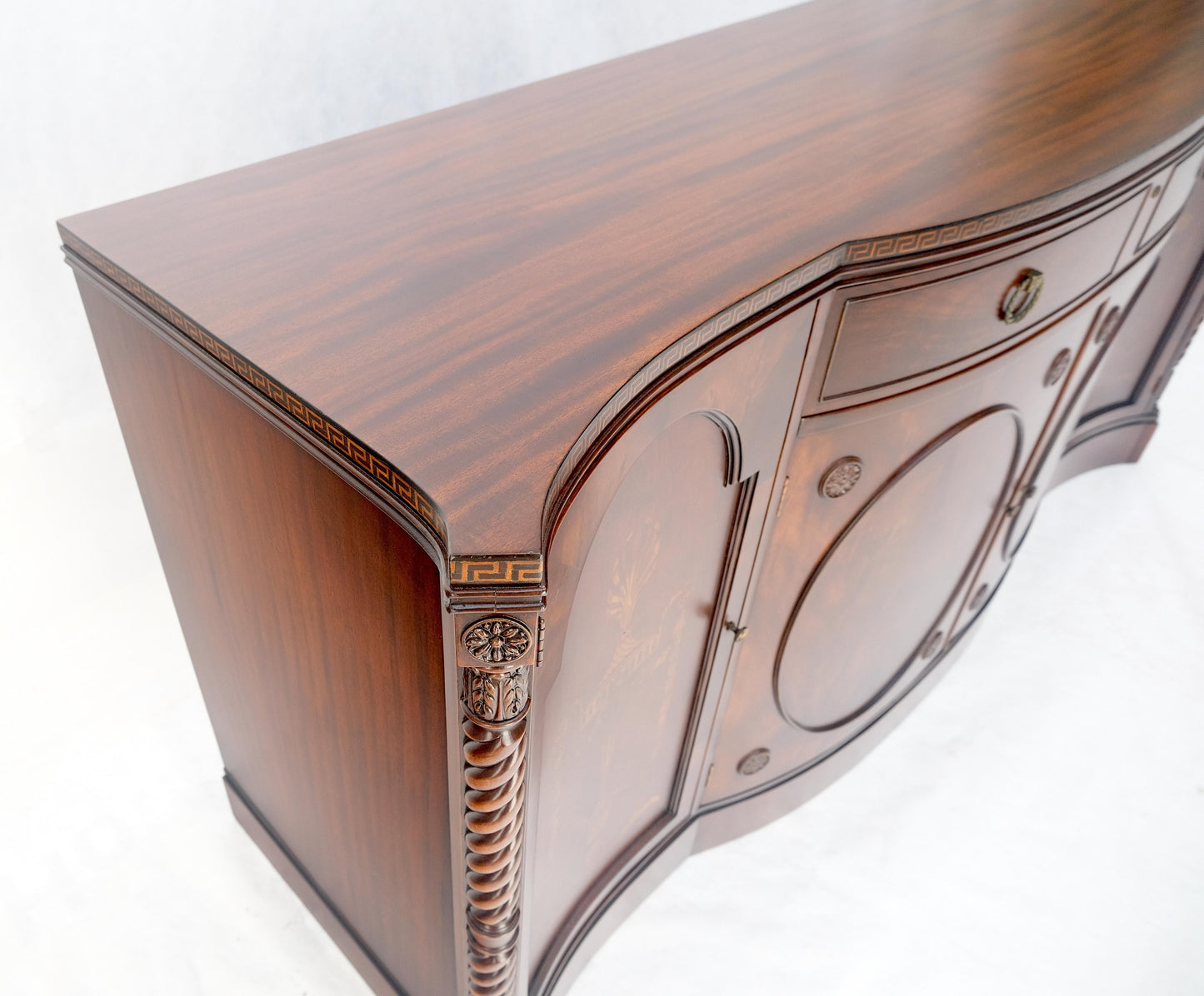 EstablishedLines Very Fine Inlayed Serpentine Front Mahogany Sideboard Cabinet Credenza MINT!